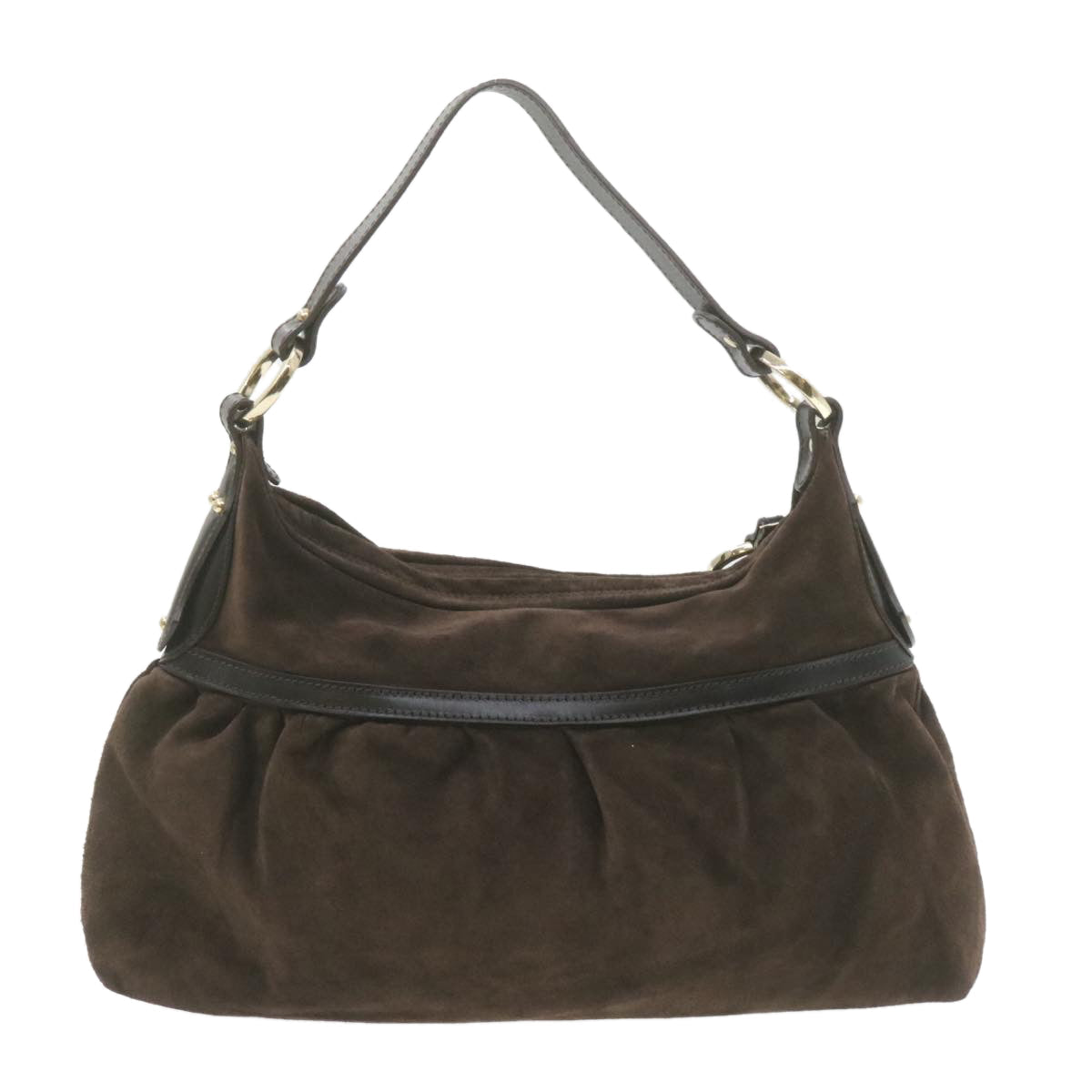 FENDI Suede Shoulder Bag Brown rd1906