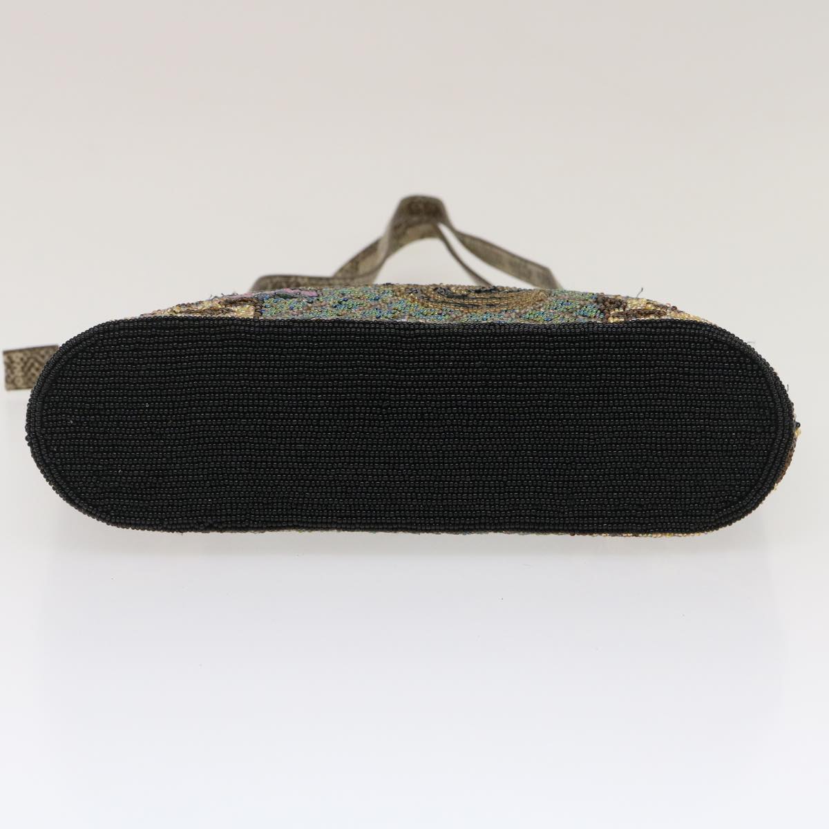 FENDI Beads Hand Bag Black Pink Green rd2074