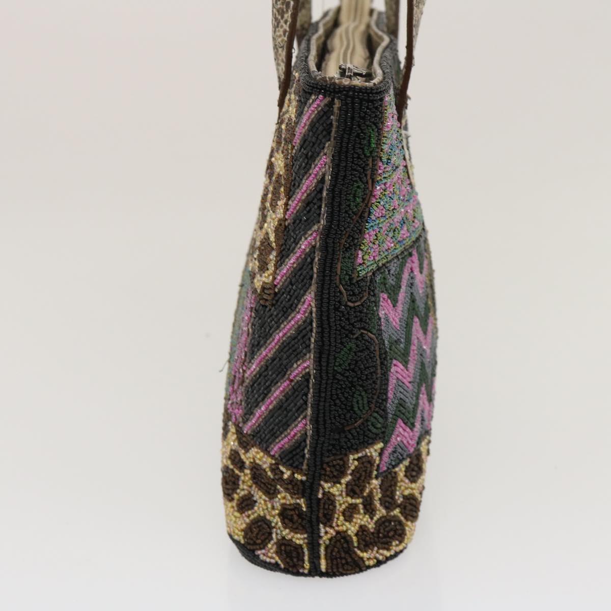 FENDI Beads Hand Bag Black Pink Green rd2074