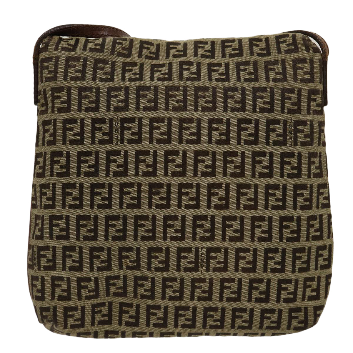 FENDI Zucchino Canvas Mamma Baguette Shoulder Bag Brown Beige rd2096