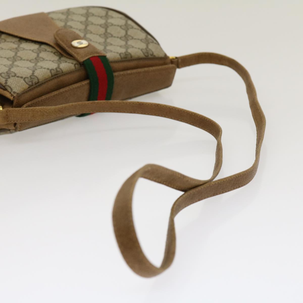 GUCCI Web Sherry Line GG Canvas Shoulder Bag Beige Red Green 116 rd2110