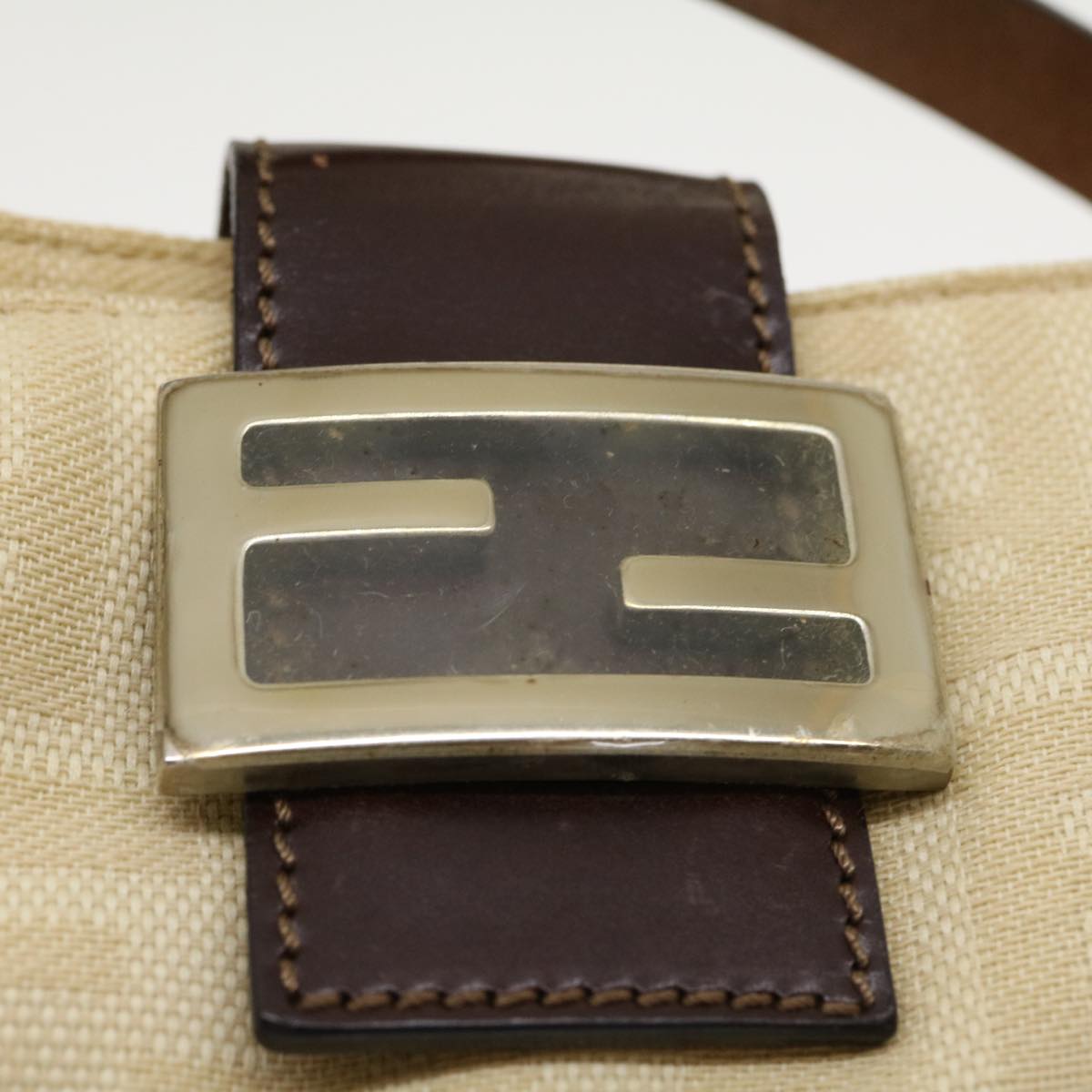 FENDI Zucca Canvas Mamma Baguette Shoulder Bag Beige rd2169