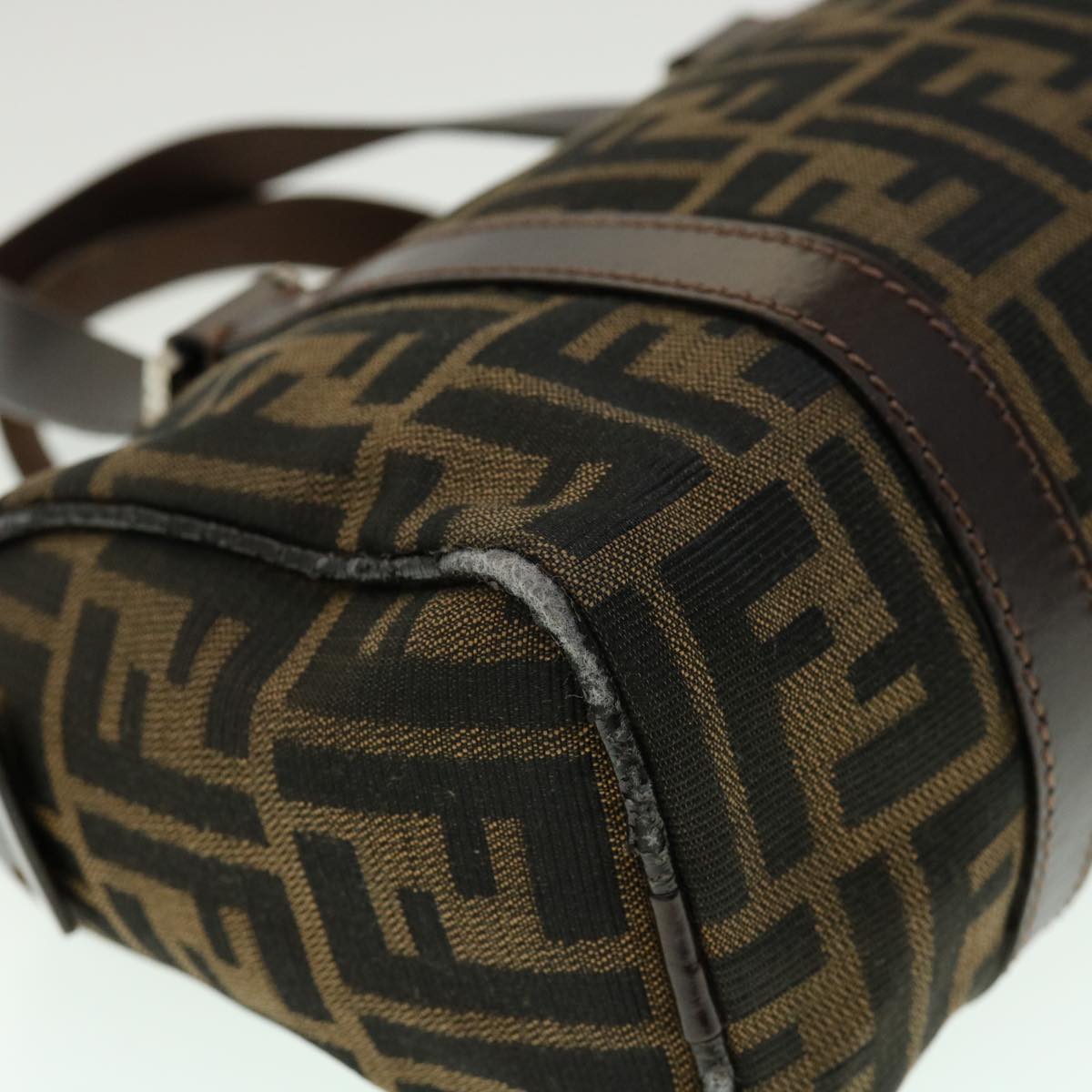 FENDI Zucca Canvas Hand Bag Black Brown rd2254