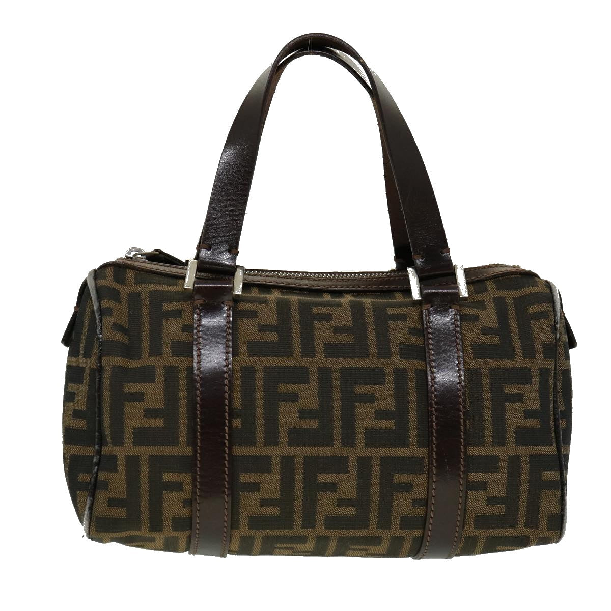 FENDI Zucca Canvas Hand Bag Black Brown rd2254