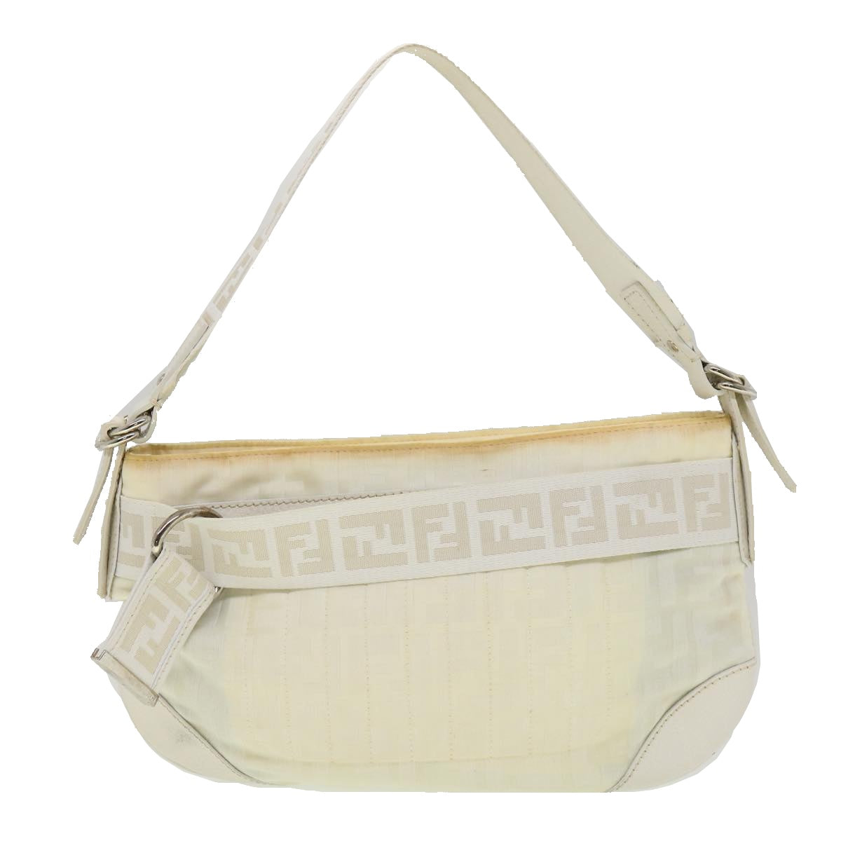 FENDI Zucca Canvas Shoulder Bag White rd2256