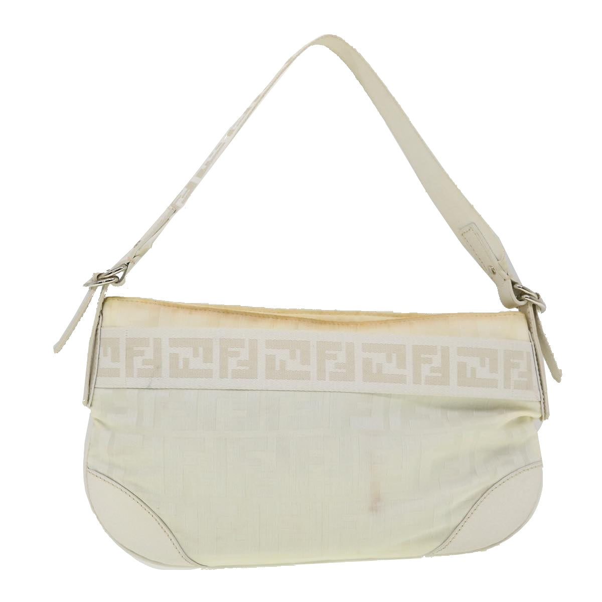 FENDI Zucca Canvas Shoulder Bag White rd2256