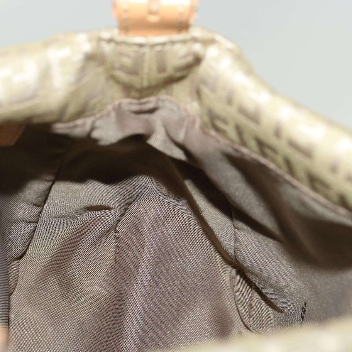 FENDI Zucchino Canvas Shoulder Bag Khaki rd2328