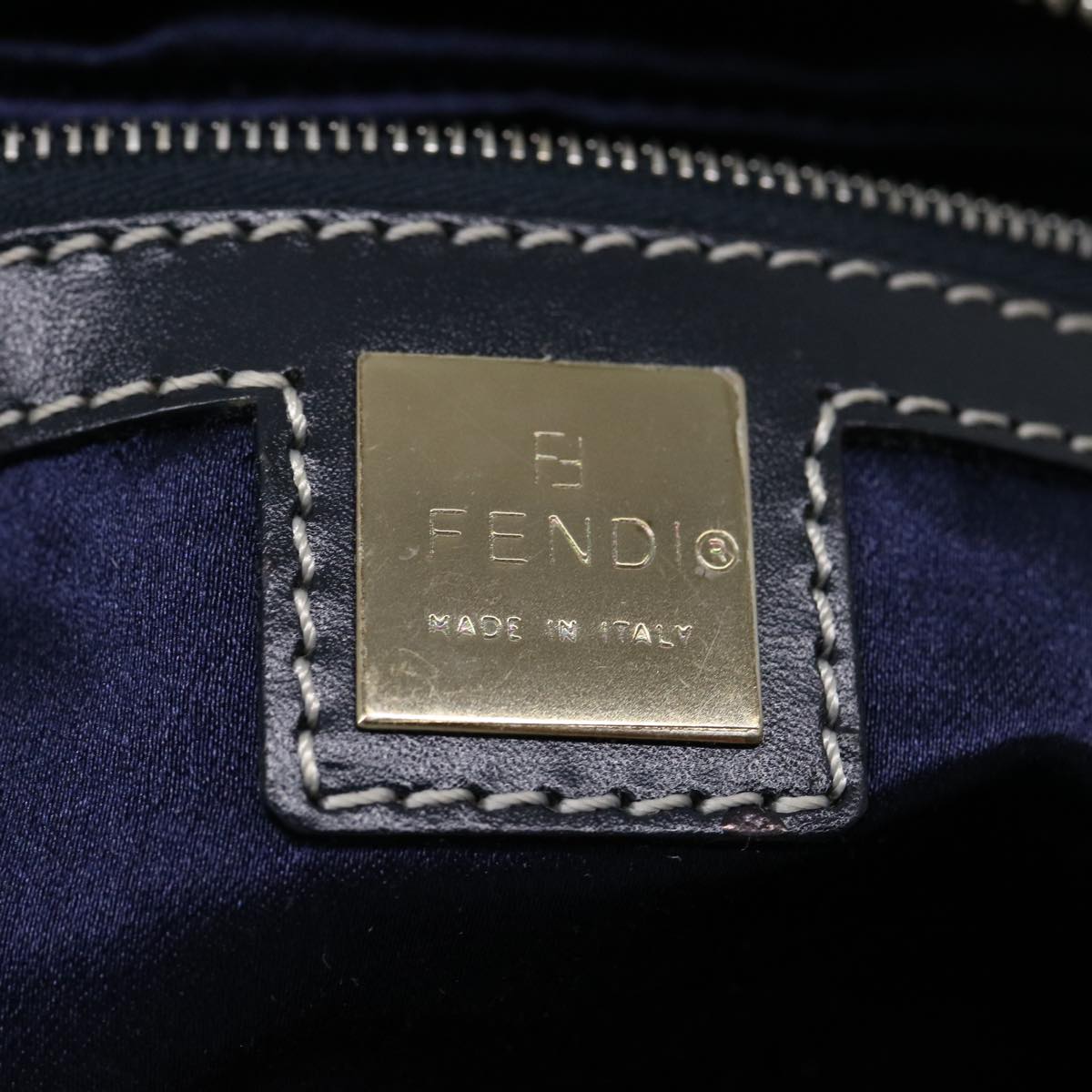 FENDI Zucchino Canvas Hand Bag Navy rd2345