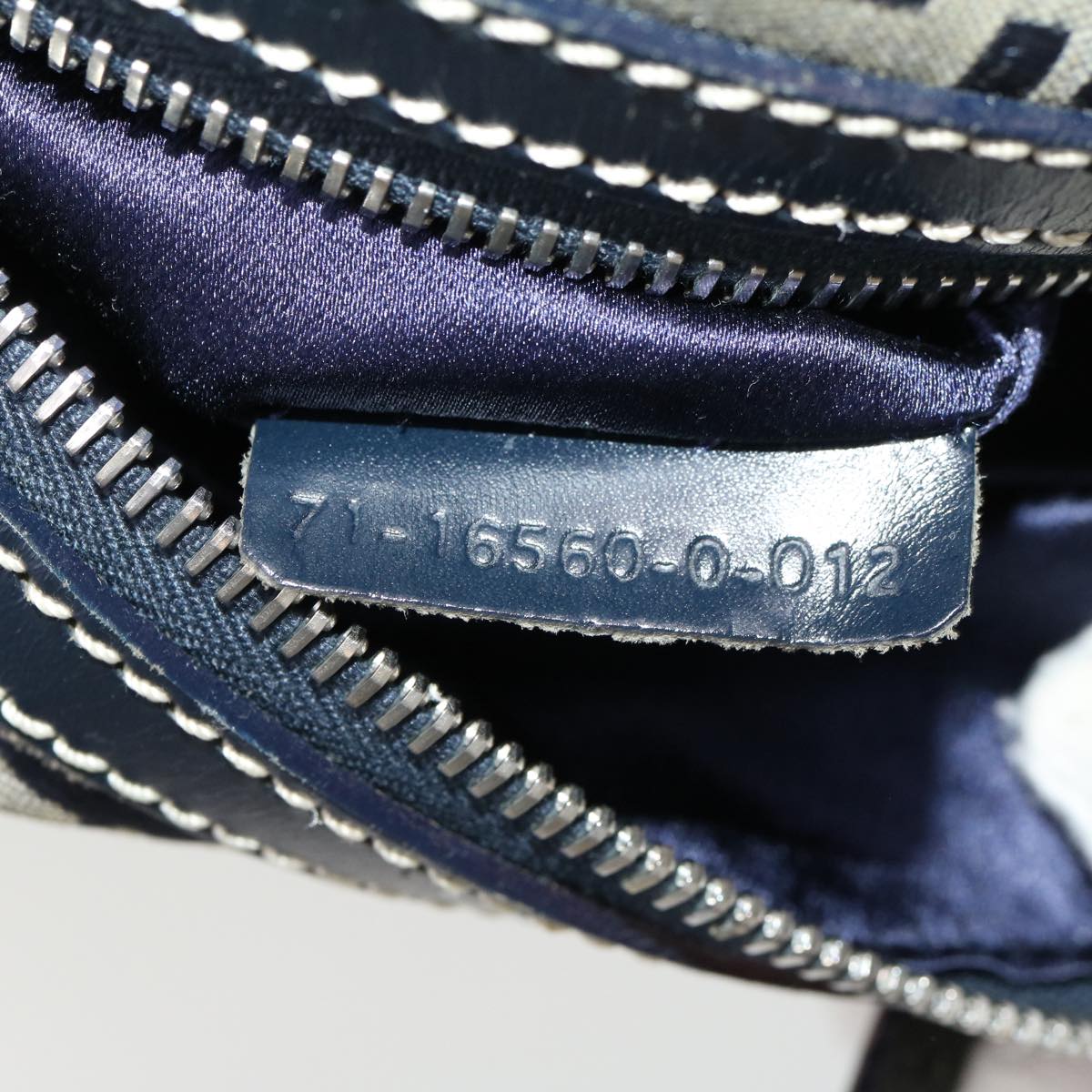 FENDI Zucchino Canvas Hand Bag Navy rd2345