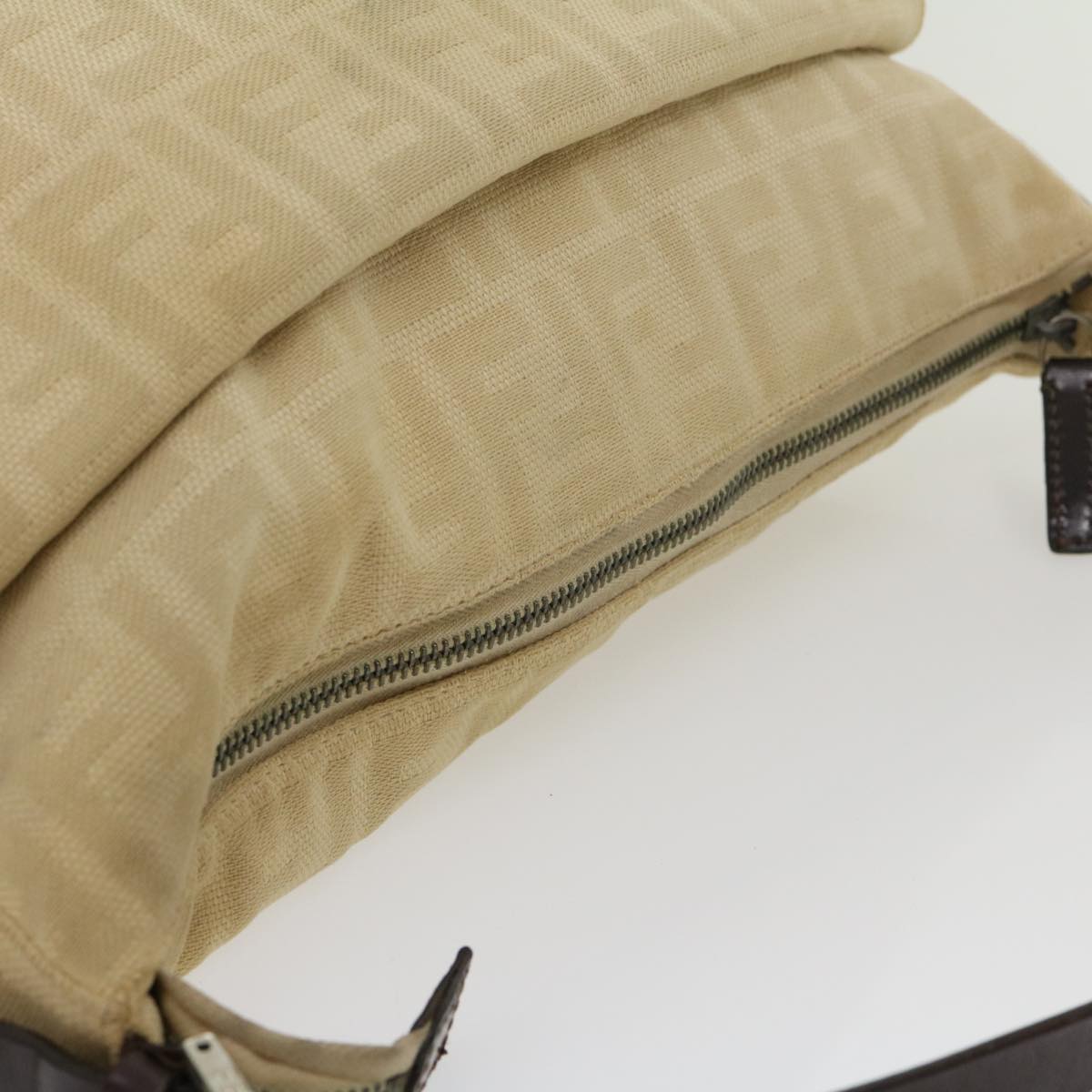 FENDI Zucca Canvas Mamma bucket Shoulder Bag Beige rd2367