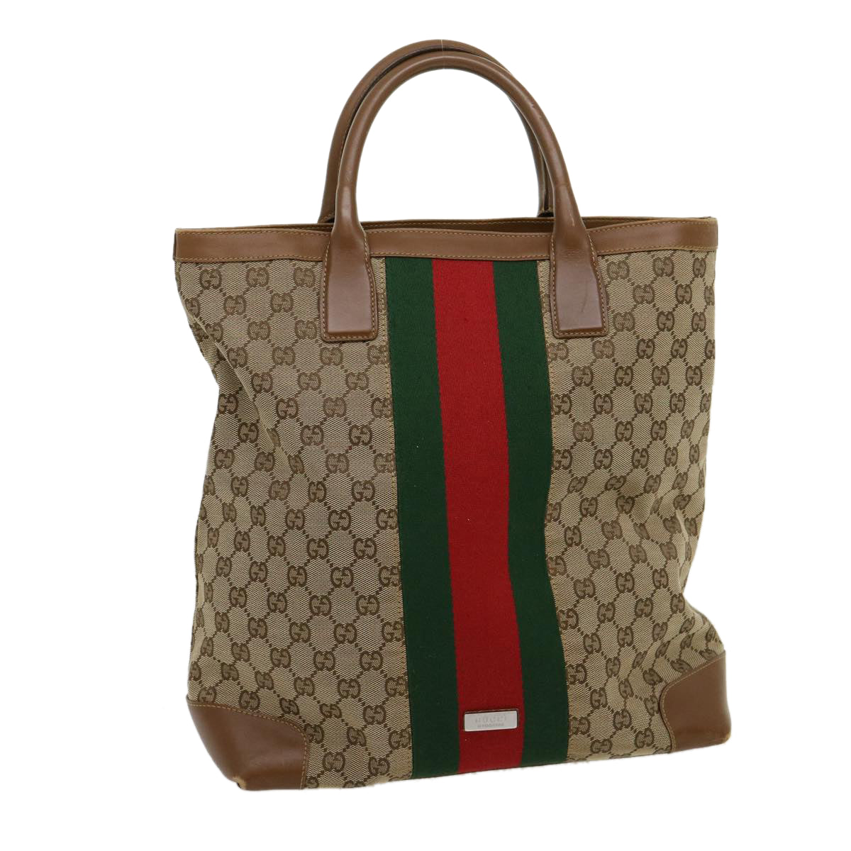 GUCCI GG Canvas Web Sherry Line Hand Bag Beige Red Green 20580025100 rd2378