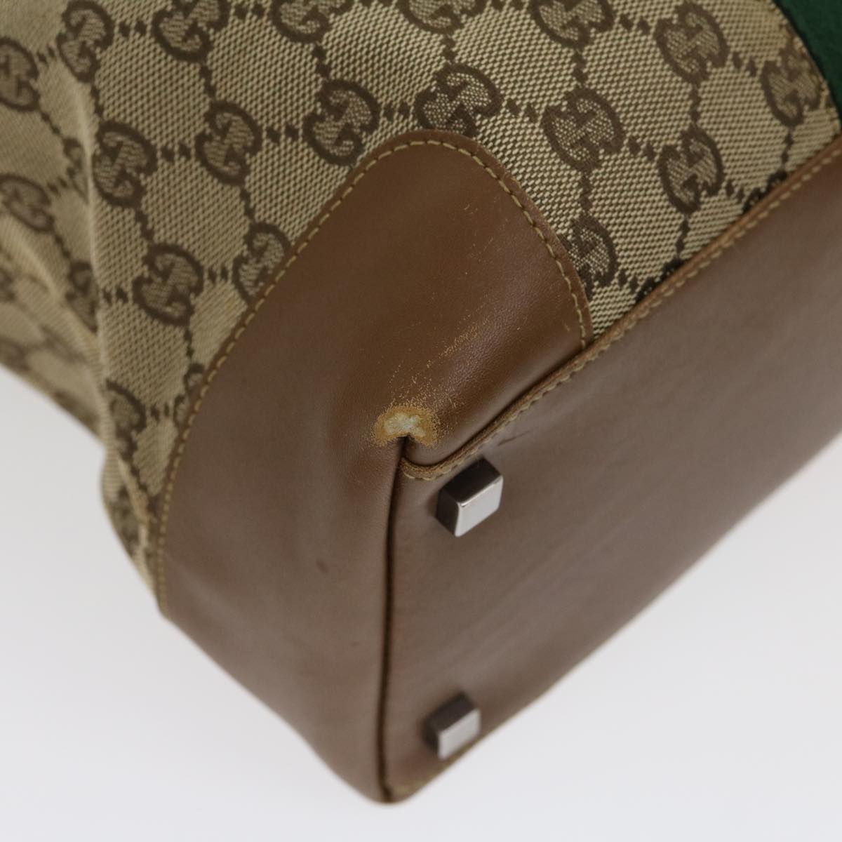 GUCCI GG Canvas Web Sherry Line Hand Bag Beige Red Green 20580025100 rd2378