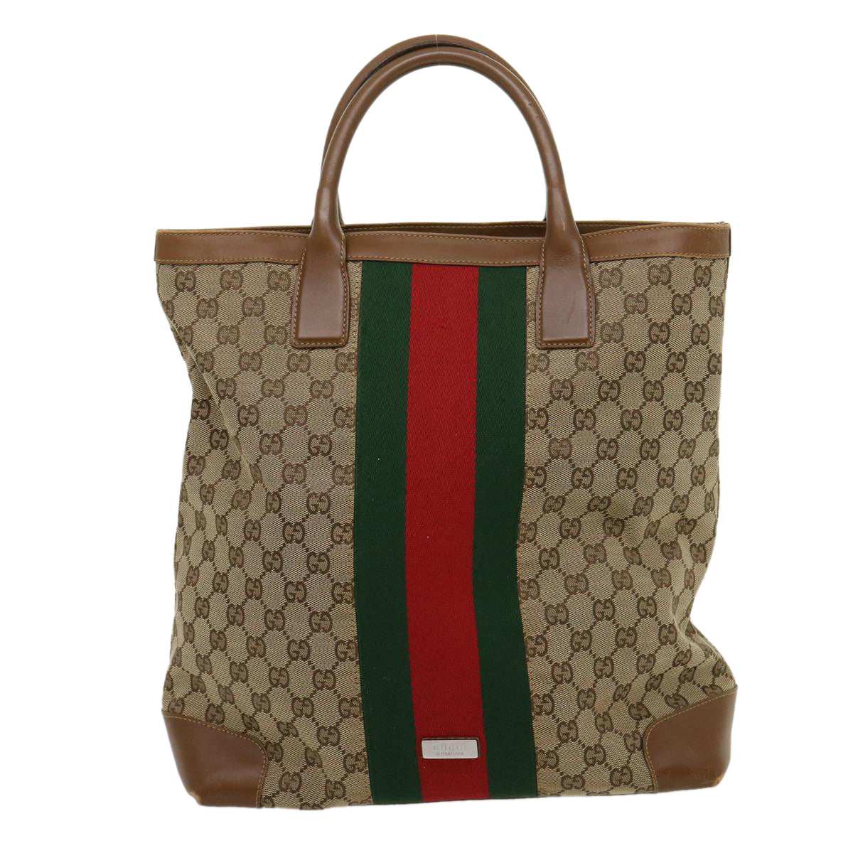 GUCCI GG Canvas Web Sherry Line Hand Bag Beige Red Green 20580025100 rd2378