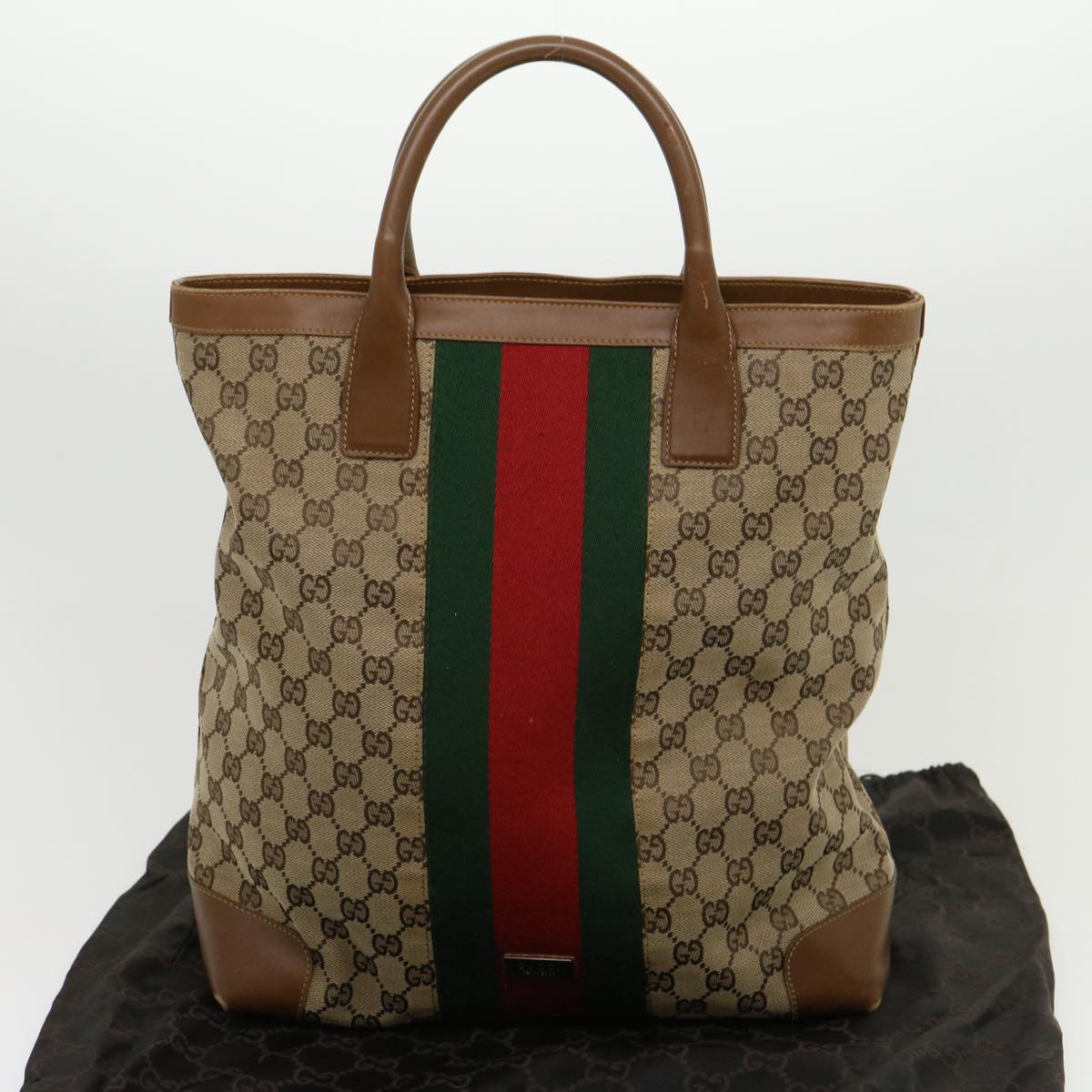 GUCCI GG Canvas Web Sherry Line Hand Bag Beige Red Green 20580025100 rd2378