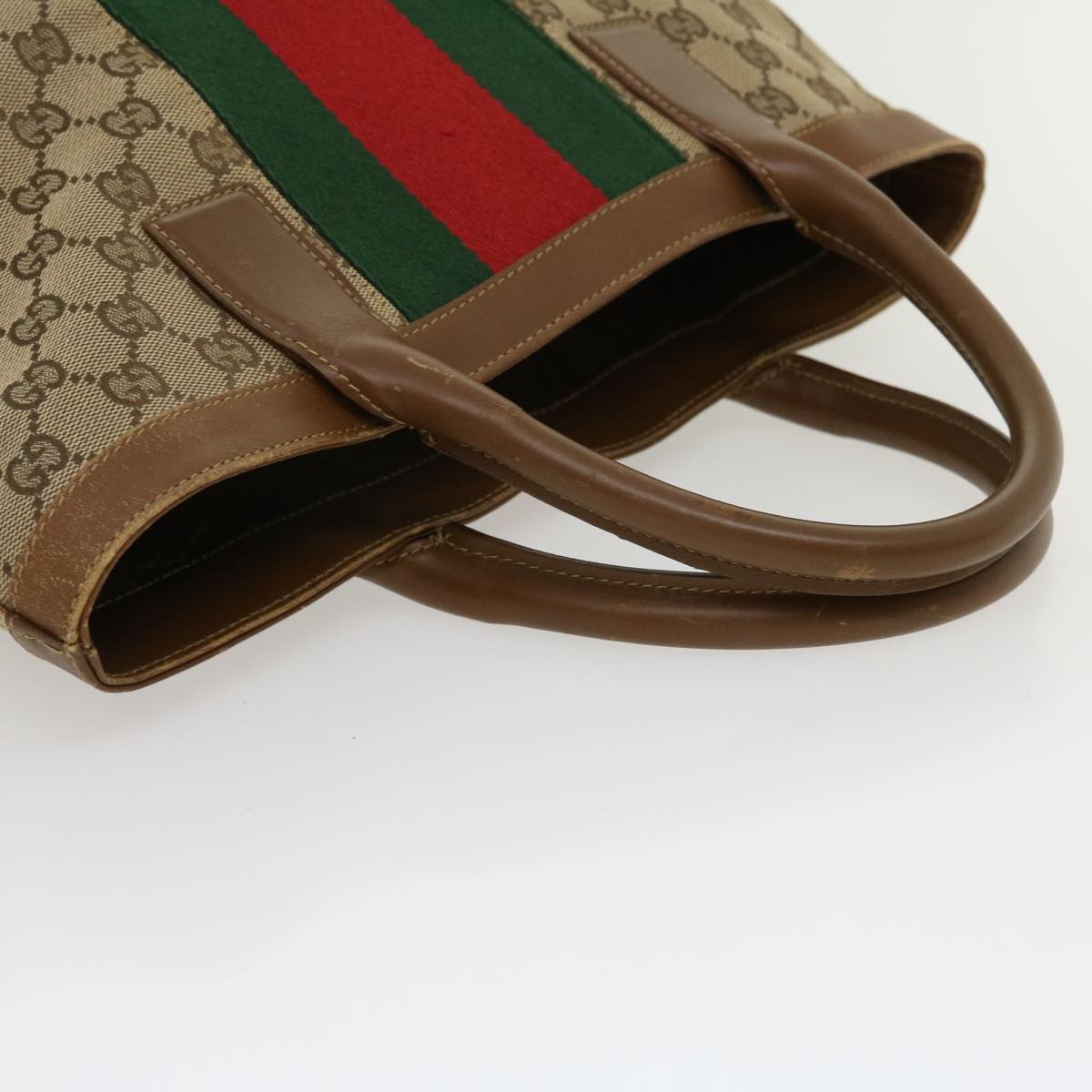 GUCCI GG Canvas Web Sherry Line Hand Bag Beige Red Green 20580025100 rd2378