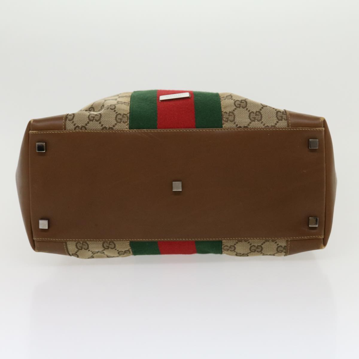 GUCCI GG Canvas Web Sherry Line Hand Bag Beige Red Green 20580025100 rd2378