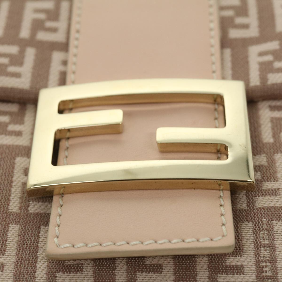 FENDI Zucchino Canvas Shoulder Bag Pink rd2782