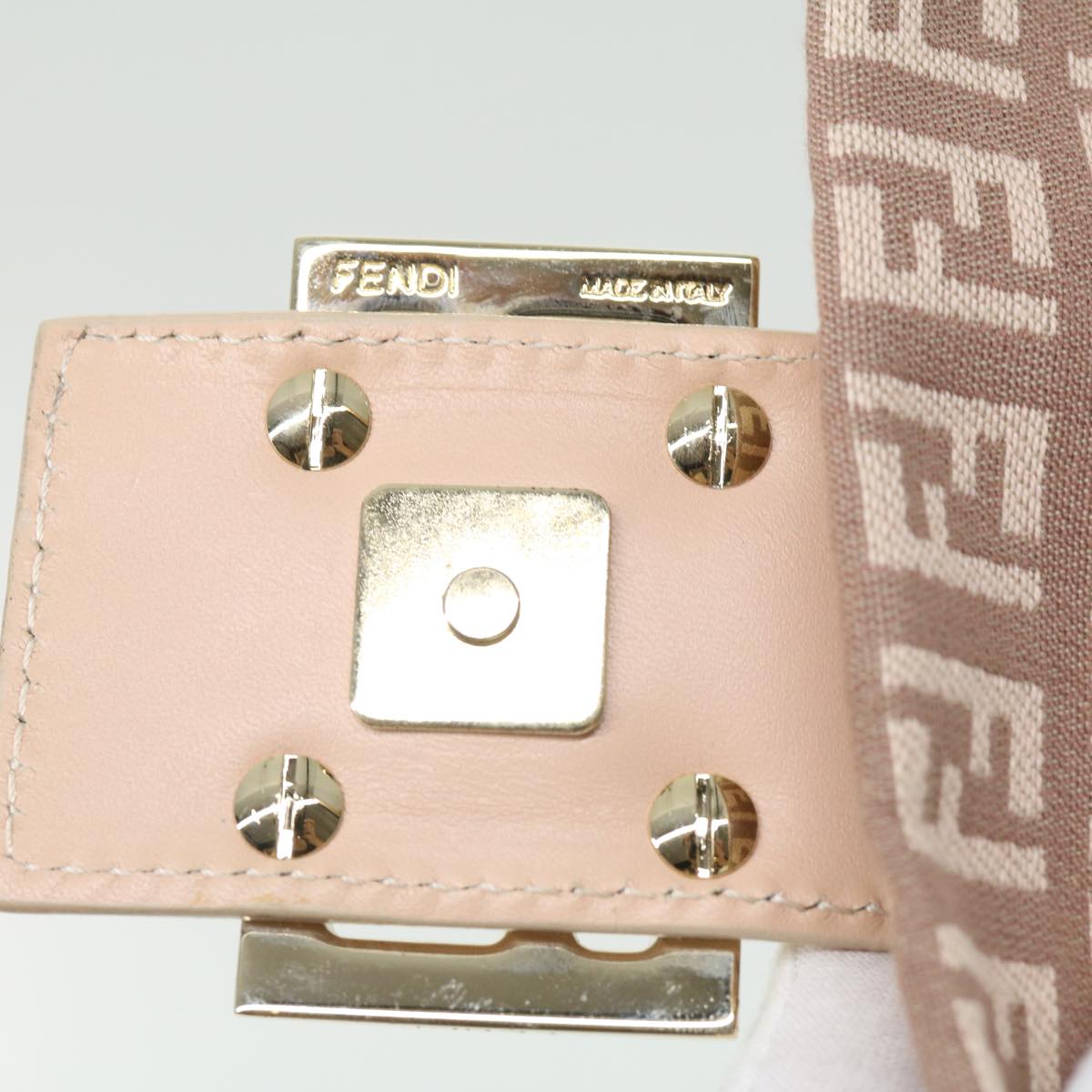 FENDI Zucchino Canvas Shoulder Bag Pink rd2782