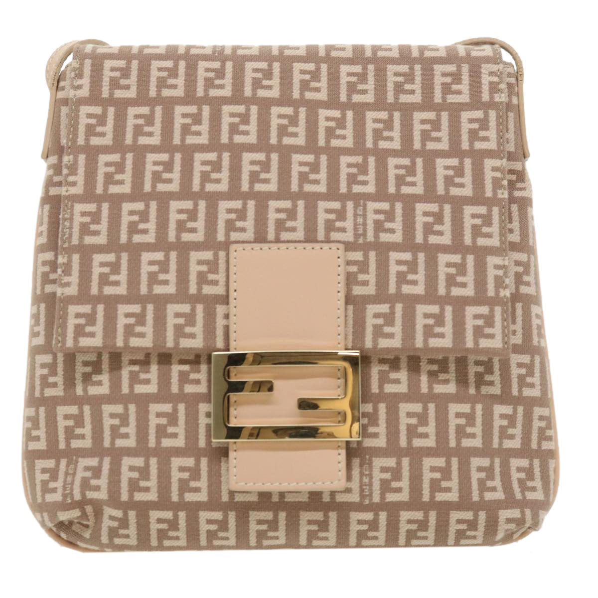 FENDI Zucchino Canvas Shoulder Bag Pink rd2782