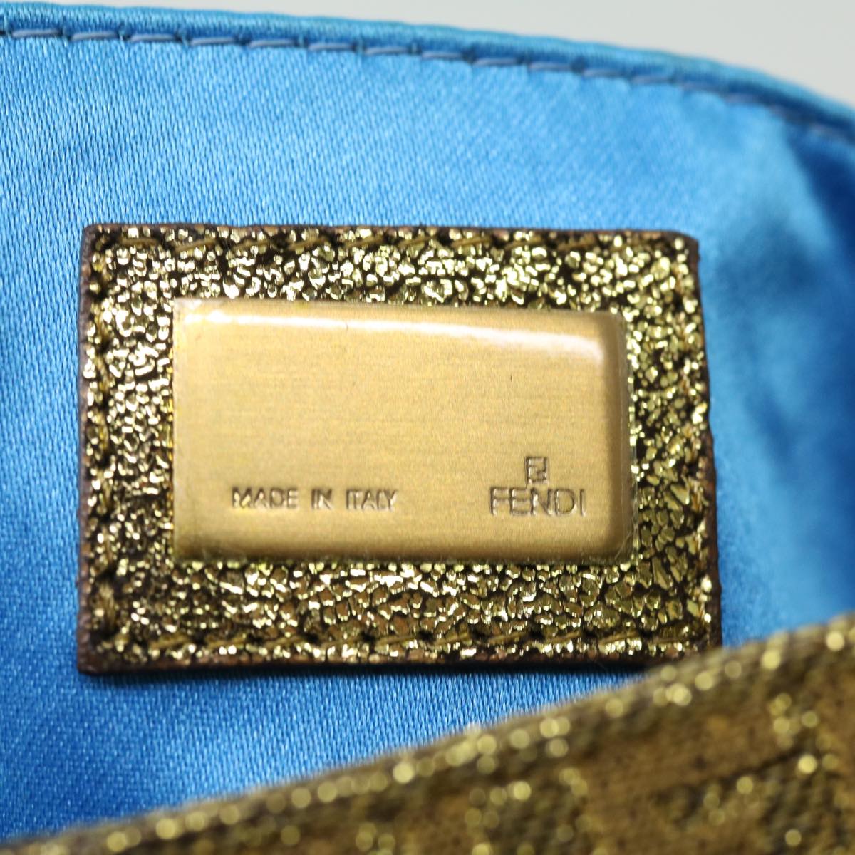 FENDI Zucchino Canvas Shoulder Bag Gold rd2792