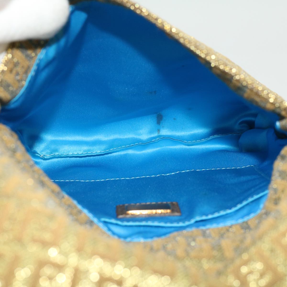 FENDI Zucchino Canvas Shoulder Bag Gold rd2792