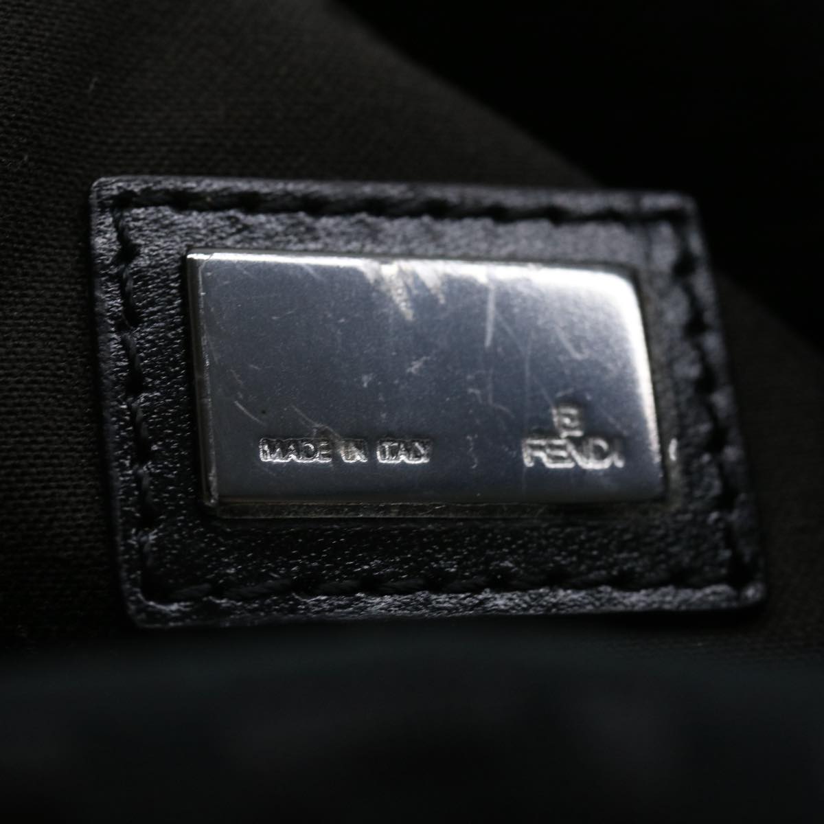 FENDI Zucchino Canvas Shoulder Bag Black rd2796