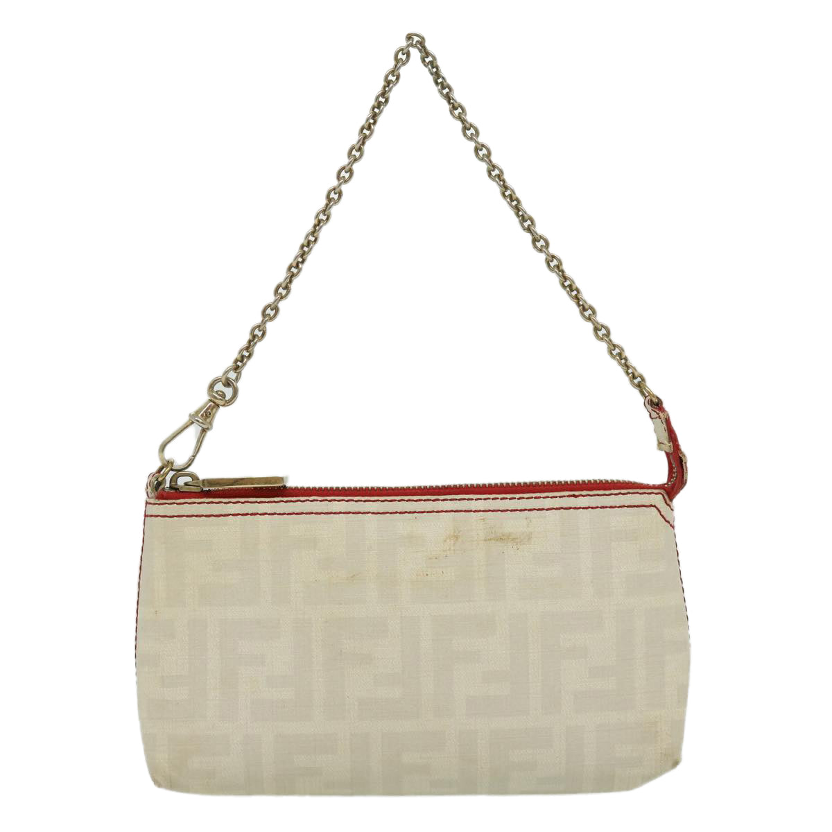 FENDI Zucca Canvas Chain Pouch White rd2884
