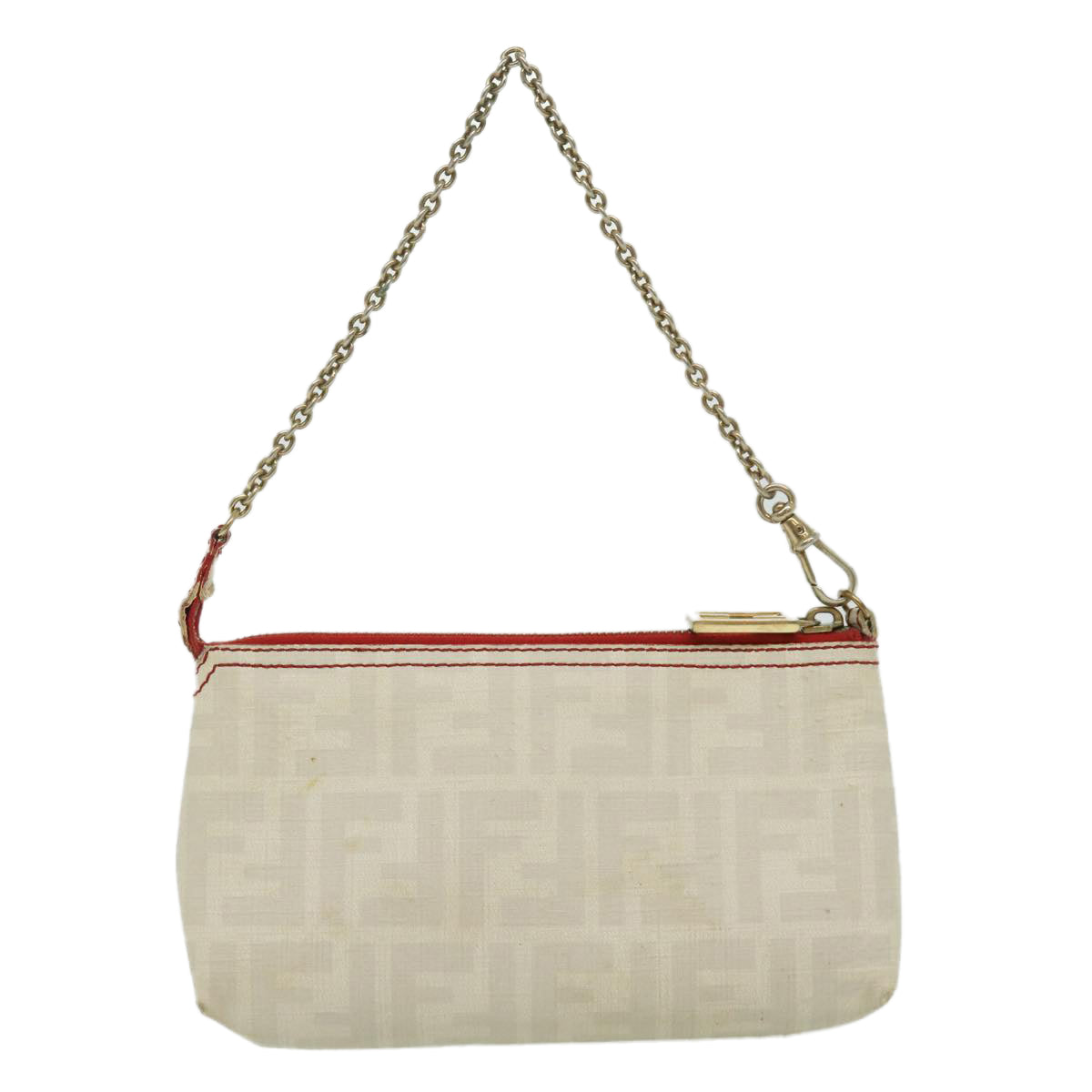 FENDI Zucca Canvas Chain Pouch White rd2884