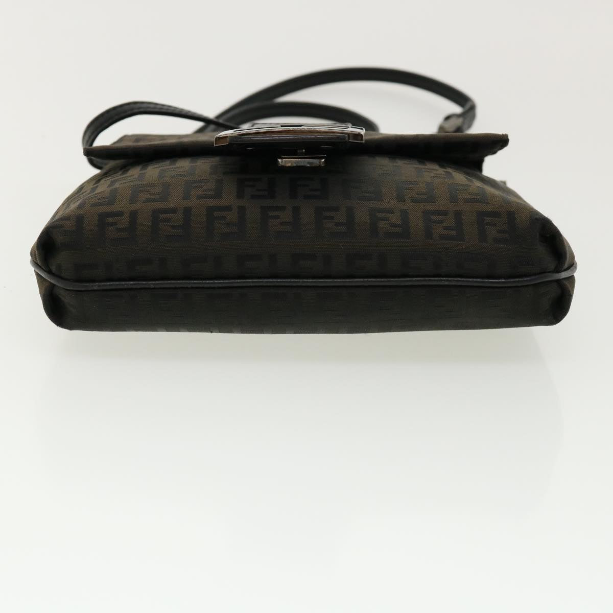 FENDI Zucchino Canvas Shoulder Bag Brown rd2894