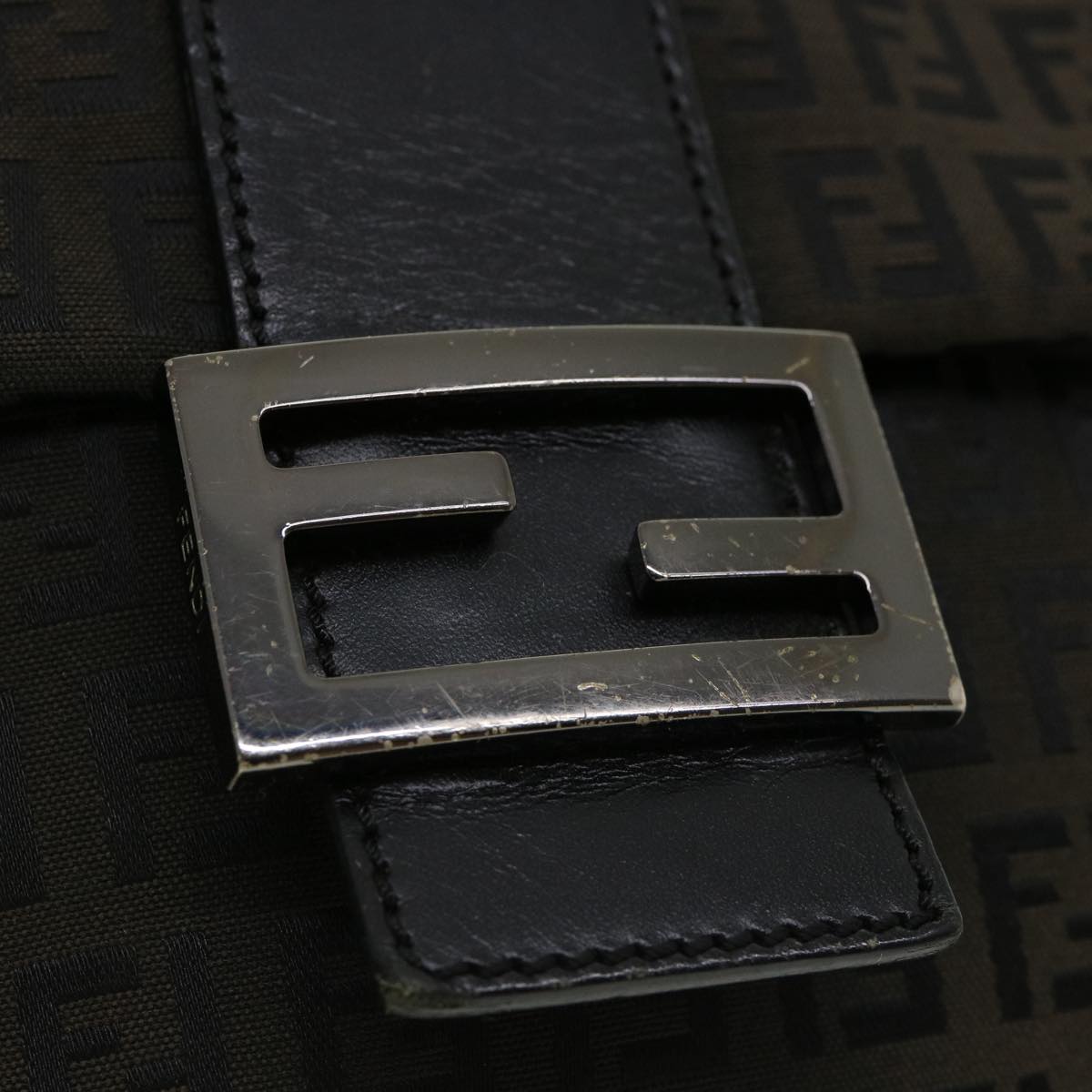 FENDI Zucchino Canvas Shoulder Bag Brown rd2894