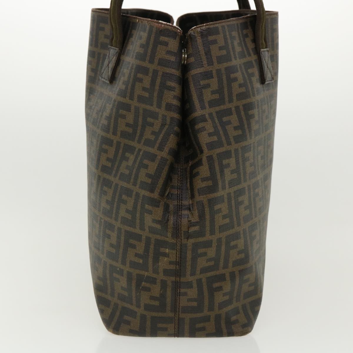 FENDI Zucca Canvas Tote Bag PVC Leather Brown rd2937