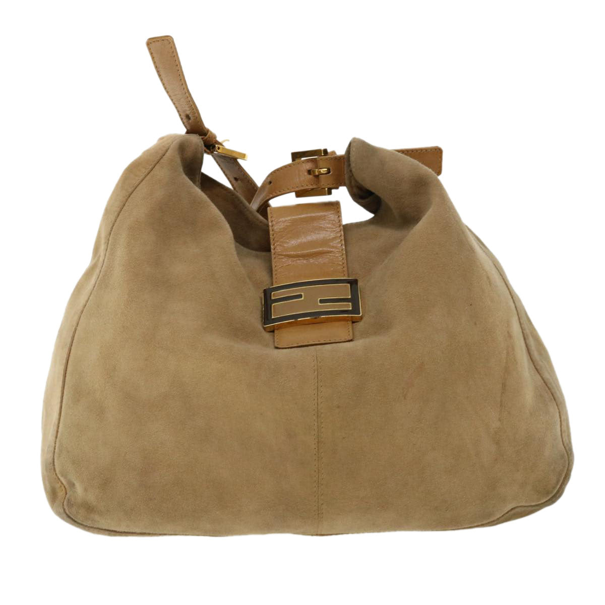 FENDI Mamma Baguette Shoulder Bag Suede Leather Brown rd2986