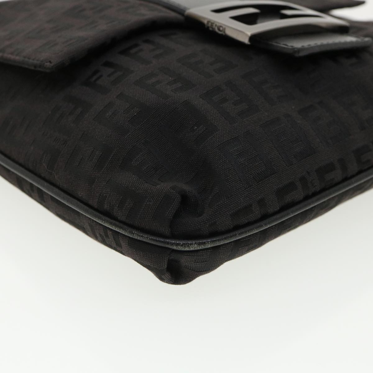 FENDI Zucchino Canvas Mamma Baguette Shoulder Bag Nylon Black rd3006