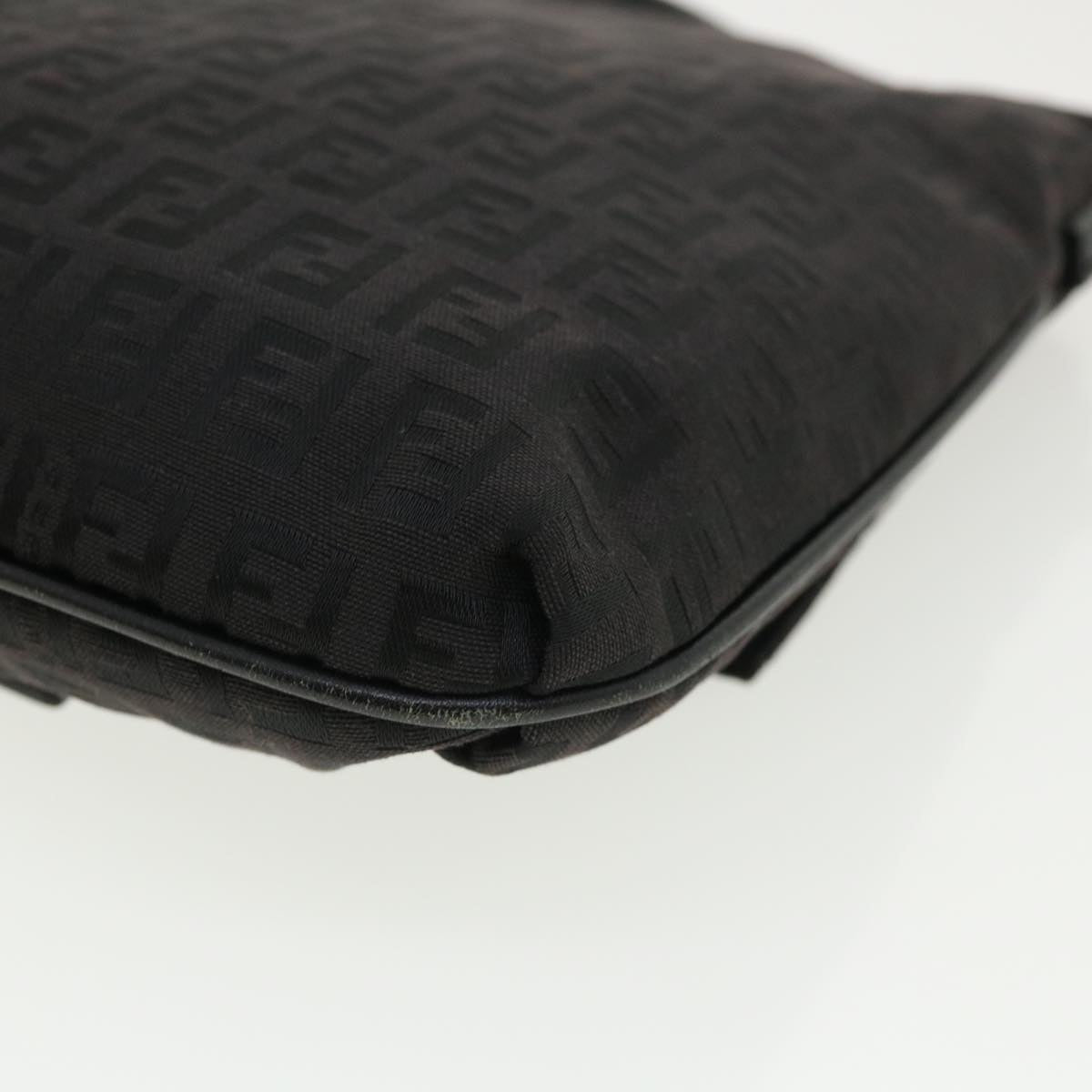 FENDI Zucchino Canvas Mamma Baguette Shoulder Bag Nylon Black rd3006