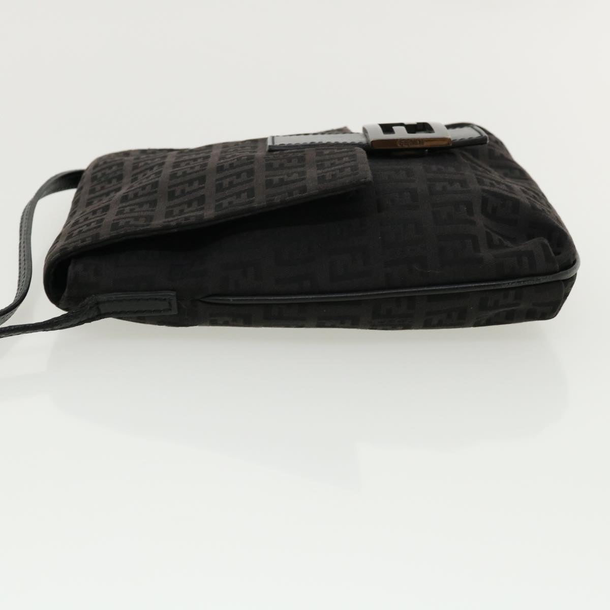 FENDI Zucchino Canvas Mamma Baguette Shoulder Bag Nylon Black rd3006