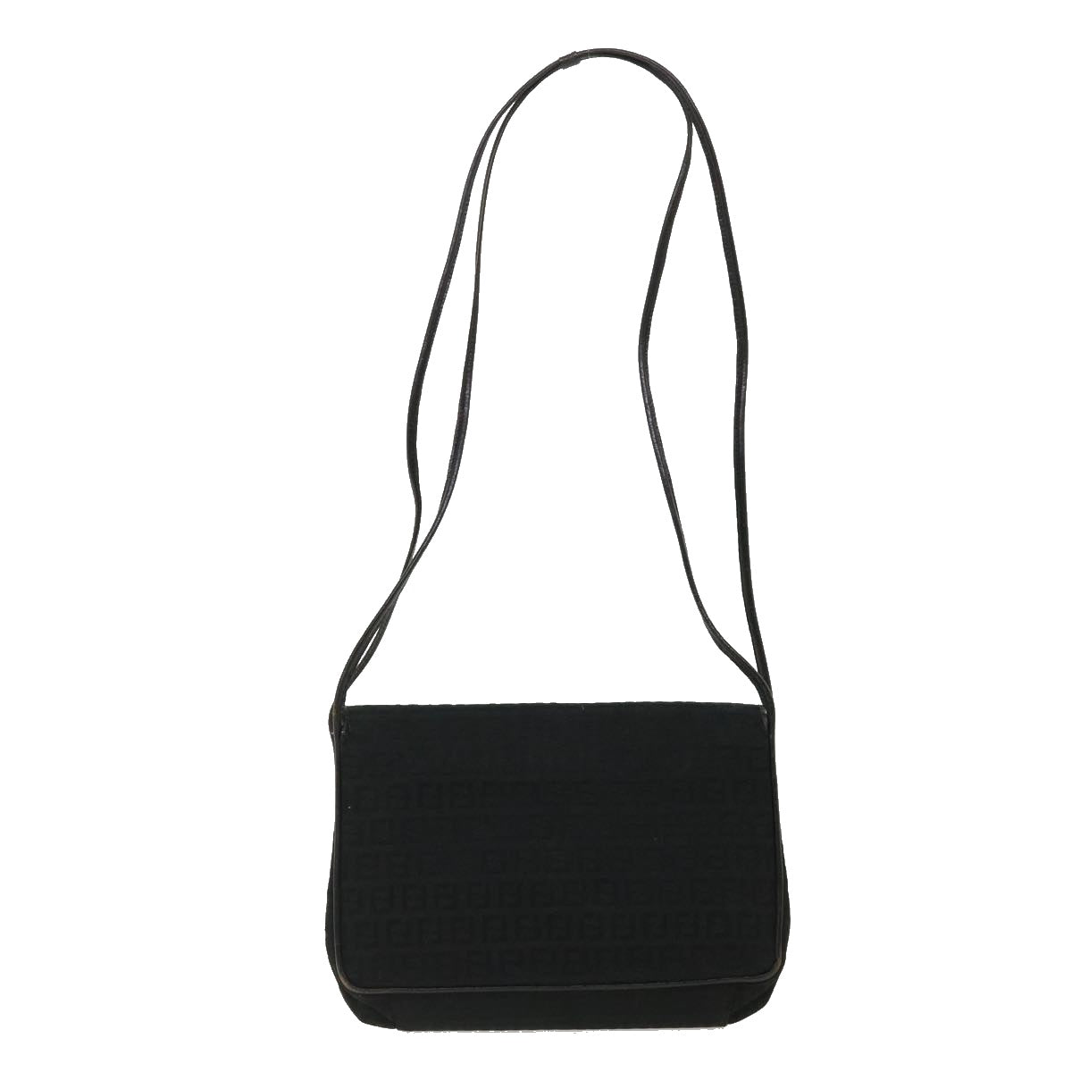 FENDI Zucchino Canvas Shoulder Bag Black rd3030