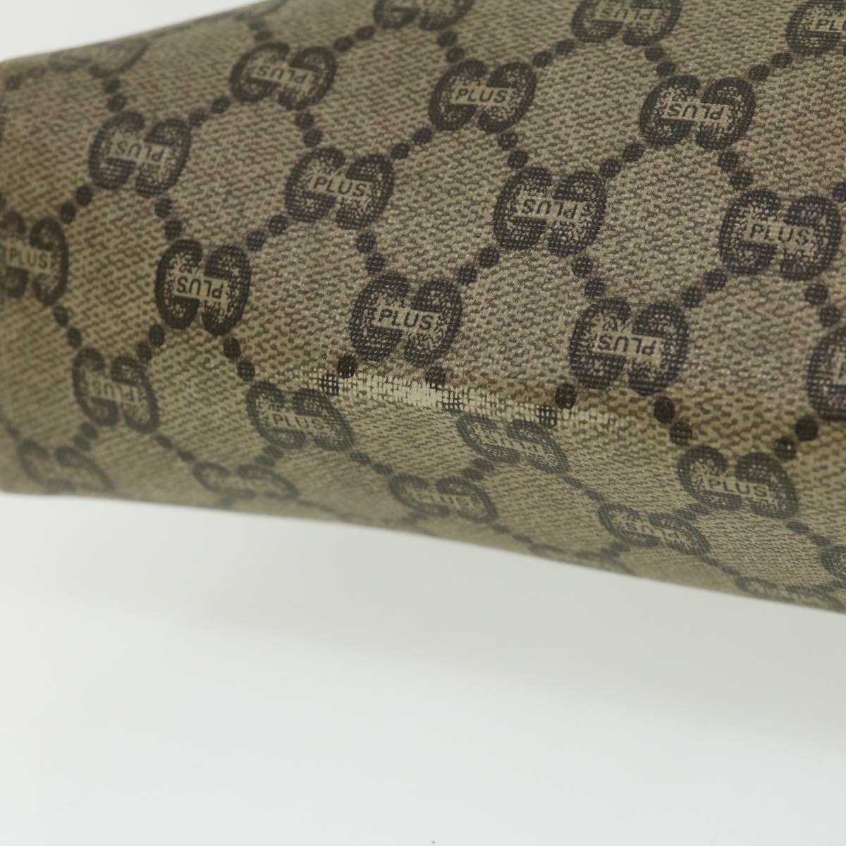 GUCCI GG Plus Canvas Tote Bag PVC Leather Beige rd3380