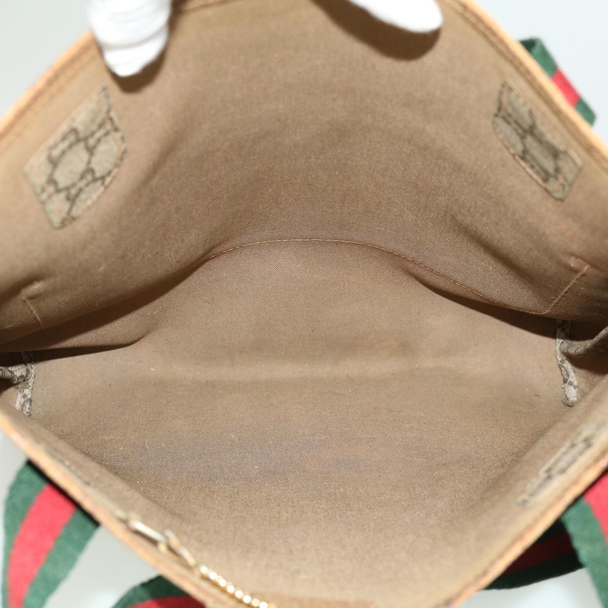 GUCCI GG Plus Canvas Tote Bag PVC Leather Beige rd3380