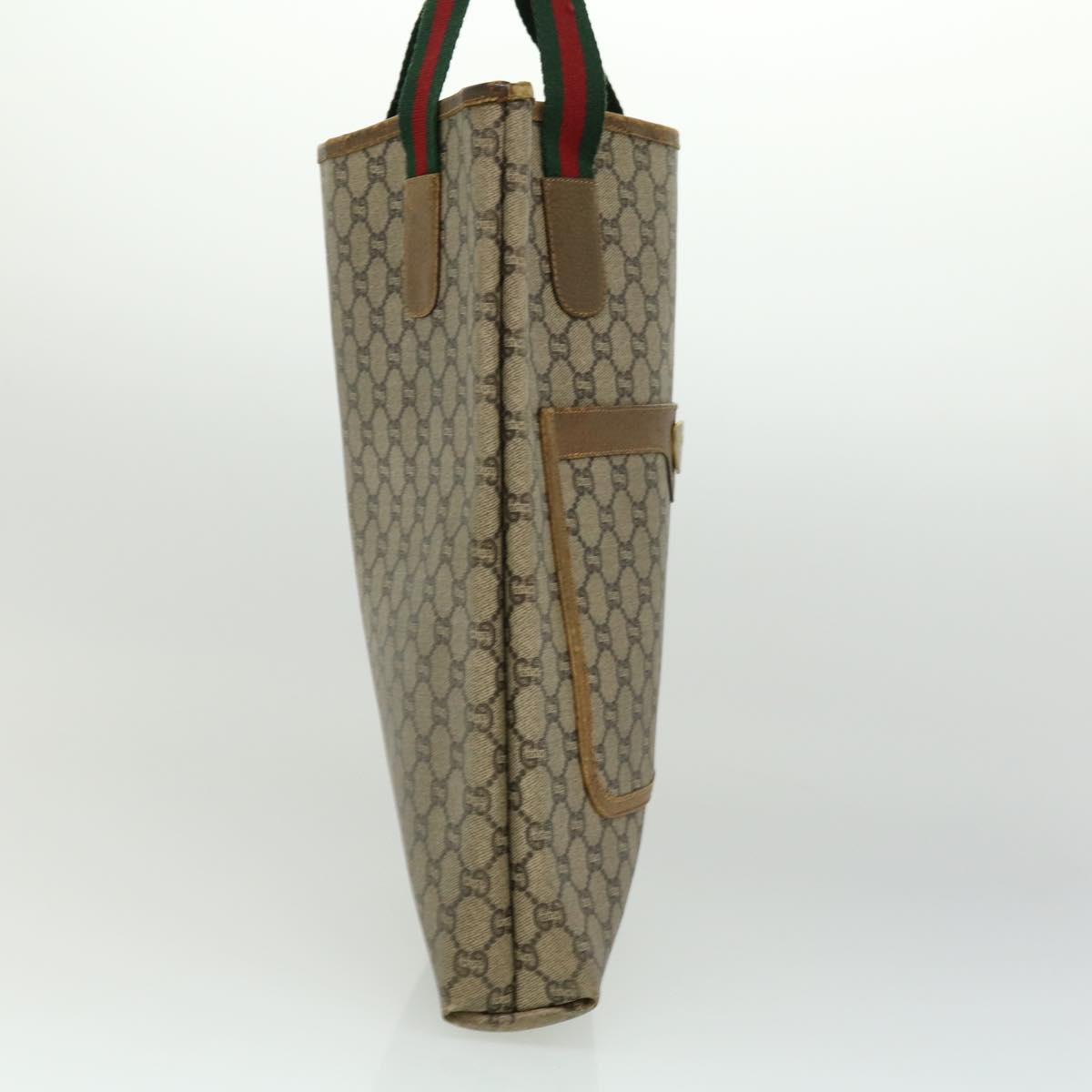 GUCCI GG Plus Canvas Tote Bag PVC Leather Beige rd3380