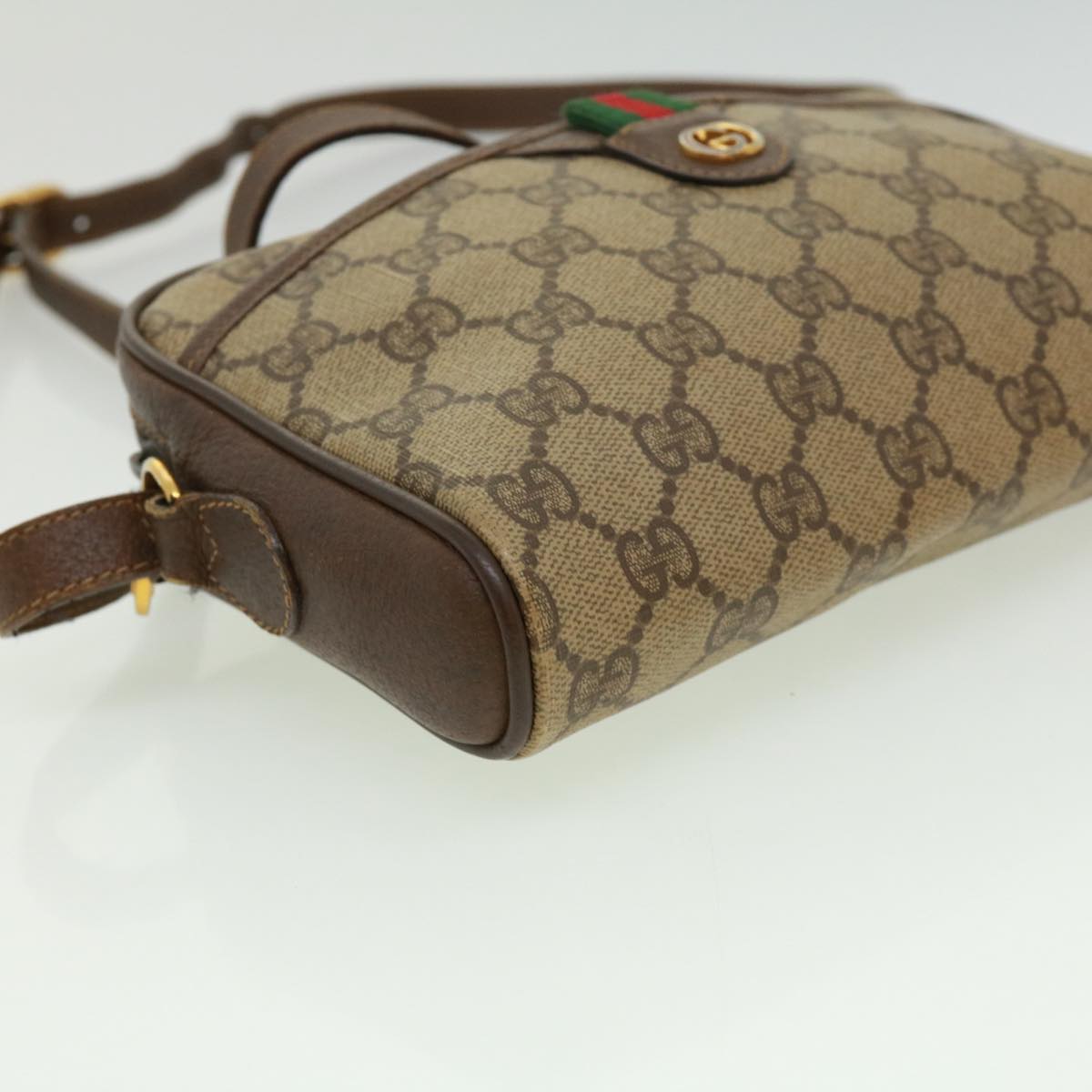 GUCCI GG Canvas Web Sherry Line Shoulder Bag Beige Red Green rd3519