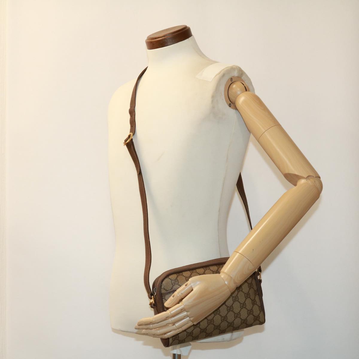 GUCCI GG Canvas Web Sherry Line Shoulder Bag Beige Red Green rd3519