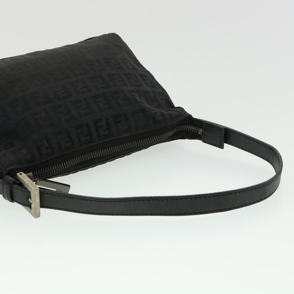 FENDI Zucchino Canvas Shoulder Bag Black rd3664