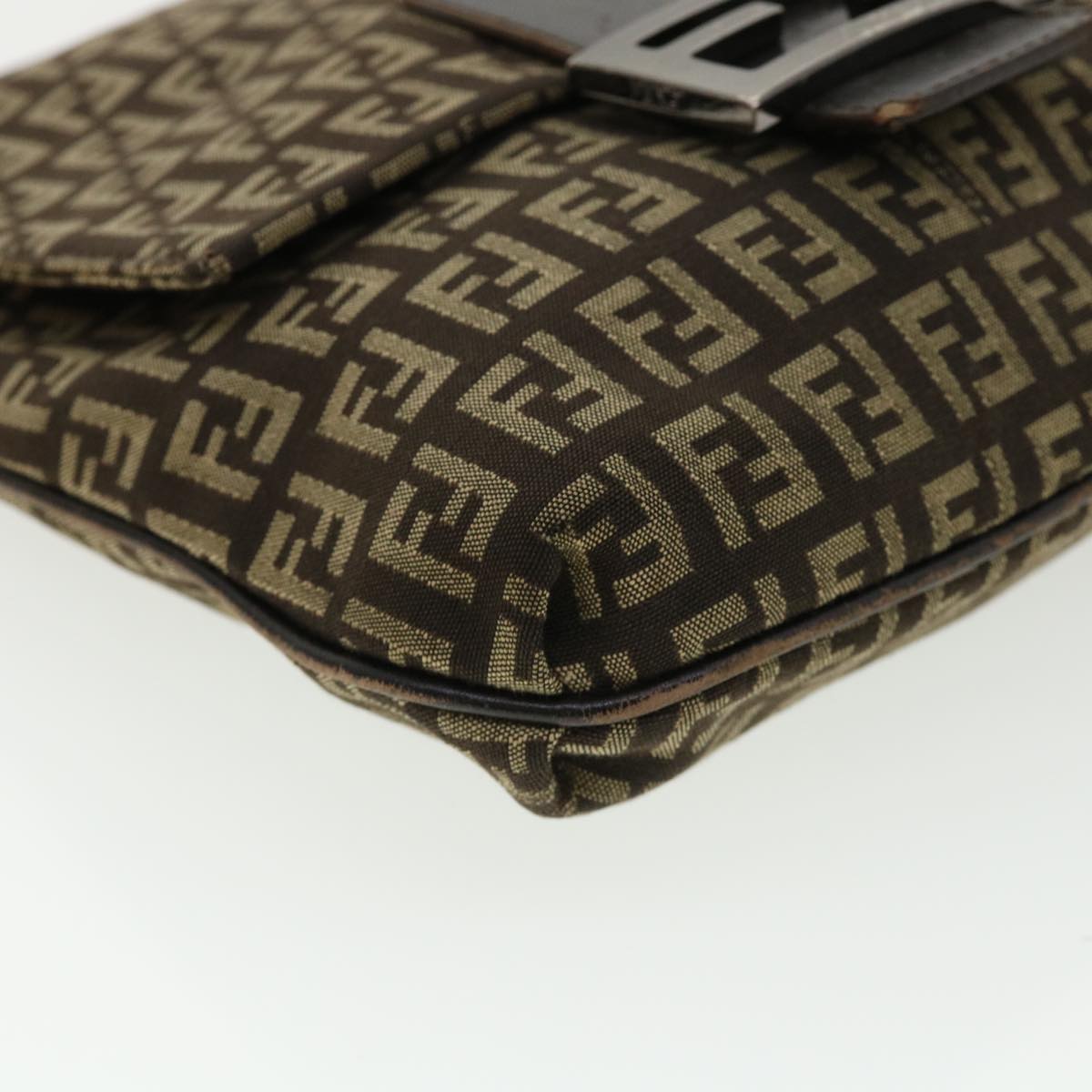 FENDI Zucchino Canvas Shoulder Bag Brown rd3817