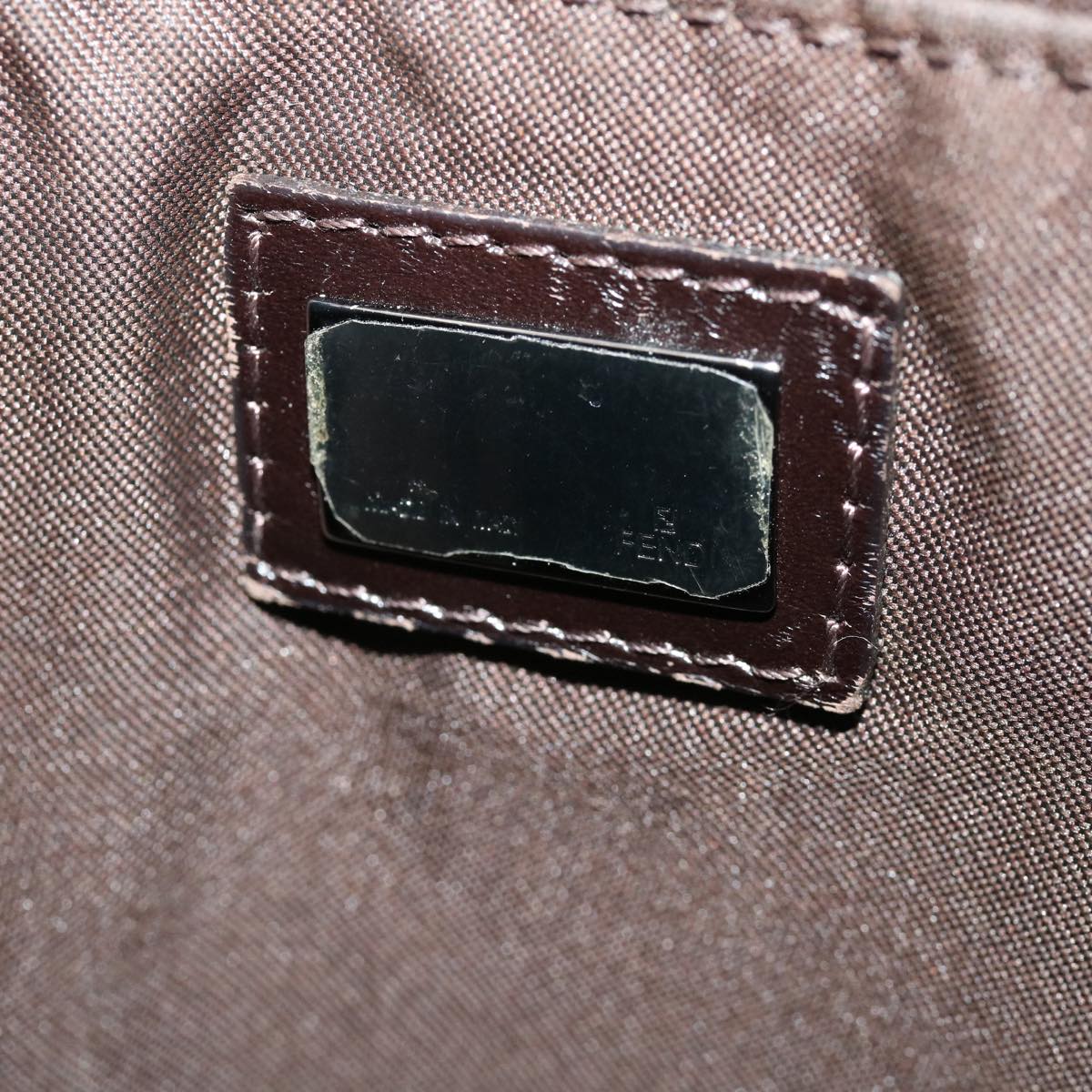 FENDI Zucchino Canvas Shoulder Bag Brown rd3817
