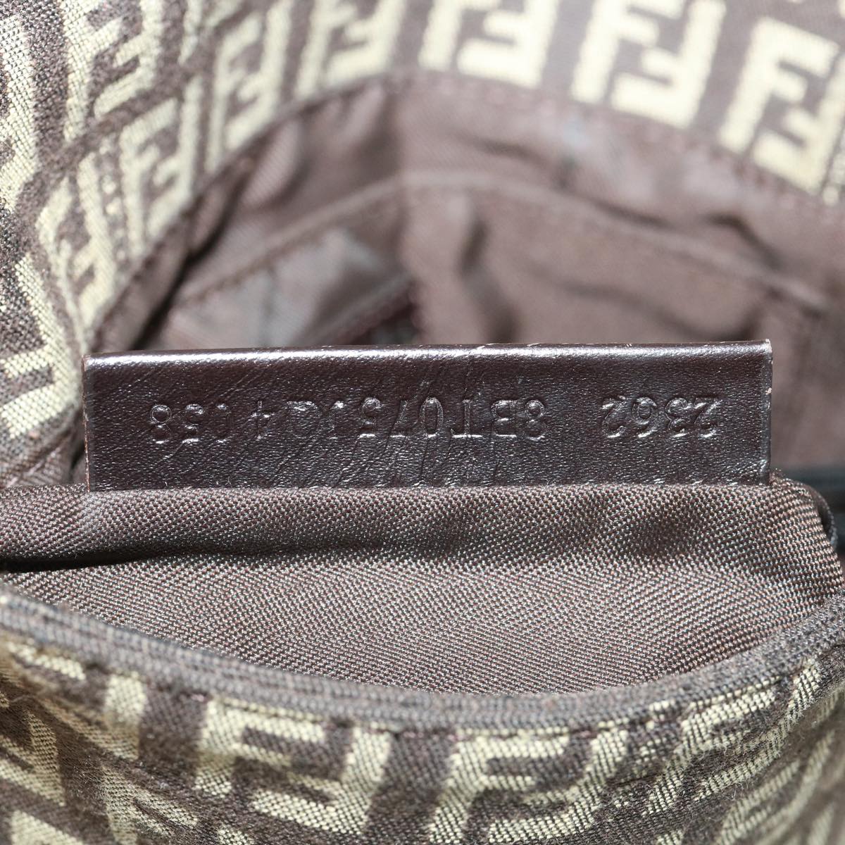 FENDI Zucchino Canvas Shoulder Bag Brown rd3817