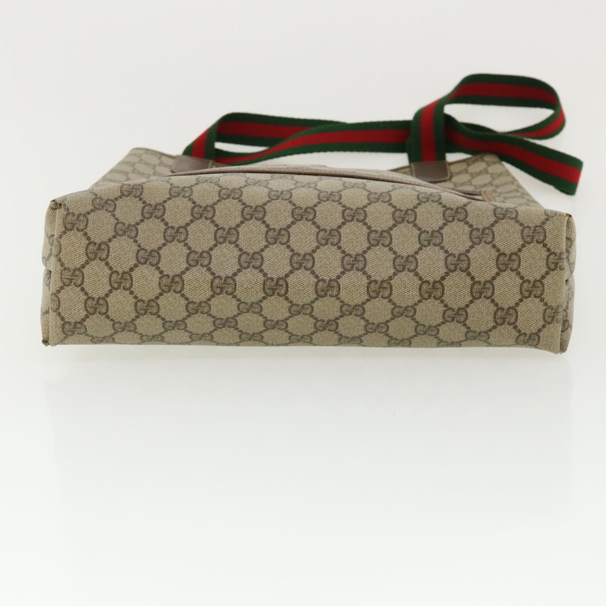 GUCCI Web Sherry Line GG Canvas Tote Bag PVC Leather Beige Green Red rd3959