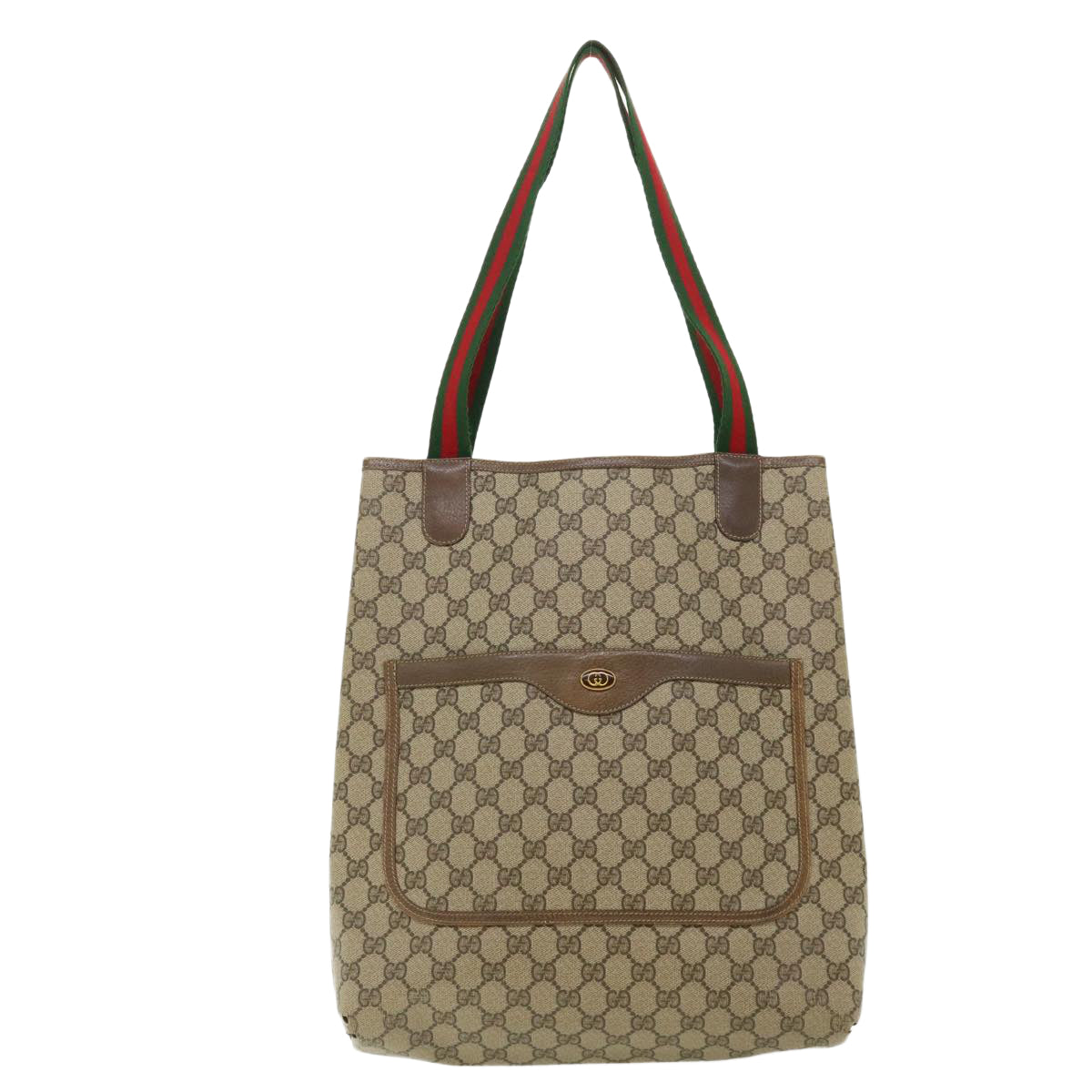 GUCCI Web Sherry Line GG Canvas Tote Bag PVC Leather Beige Green Red rd3959