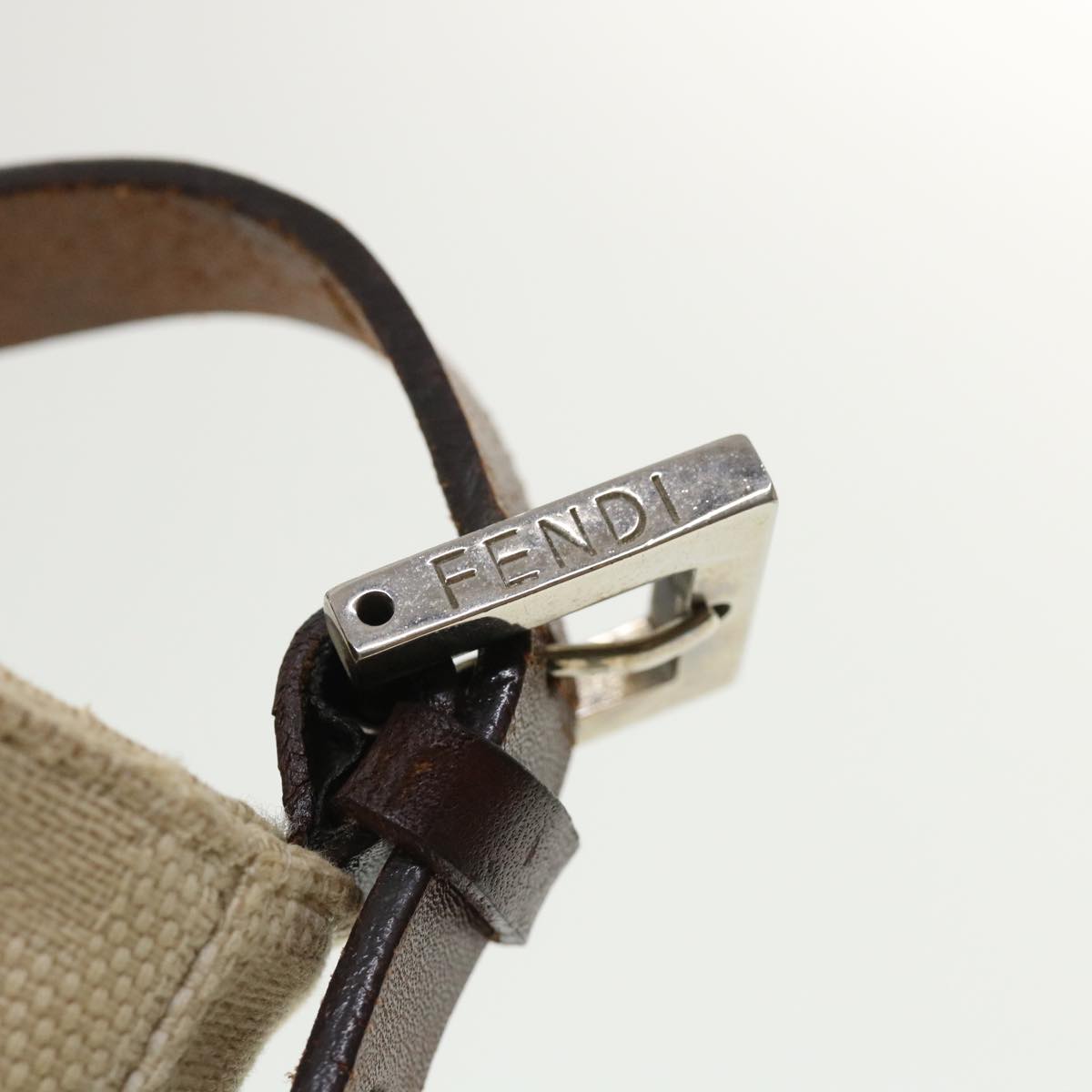 FENDI Mamma Baguette Zucca Canvas Shoulder Bag Beige rd3993