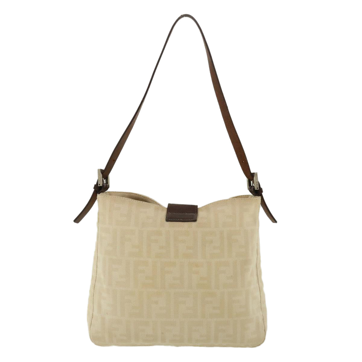 FENDI Mamma Baguette Zucca Canvas Shoulder Bag Beige rd3993