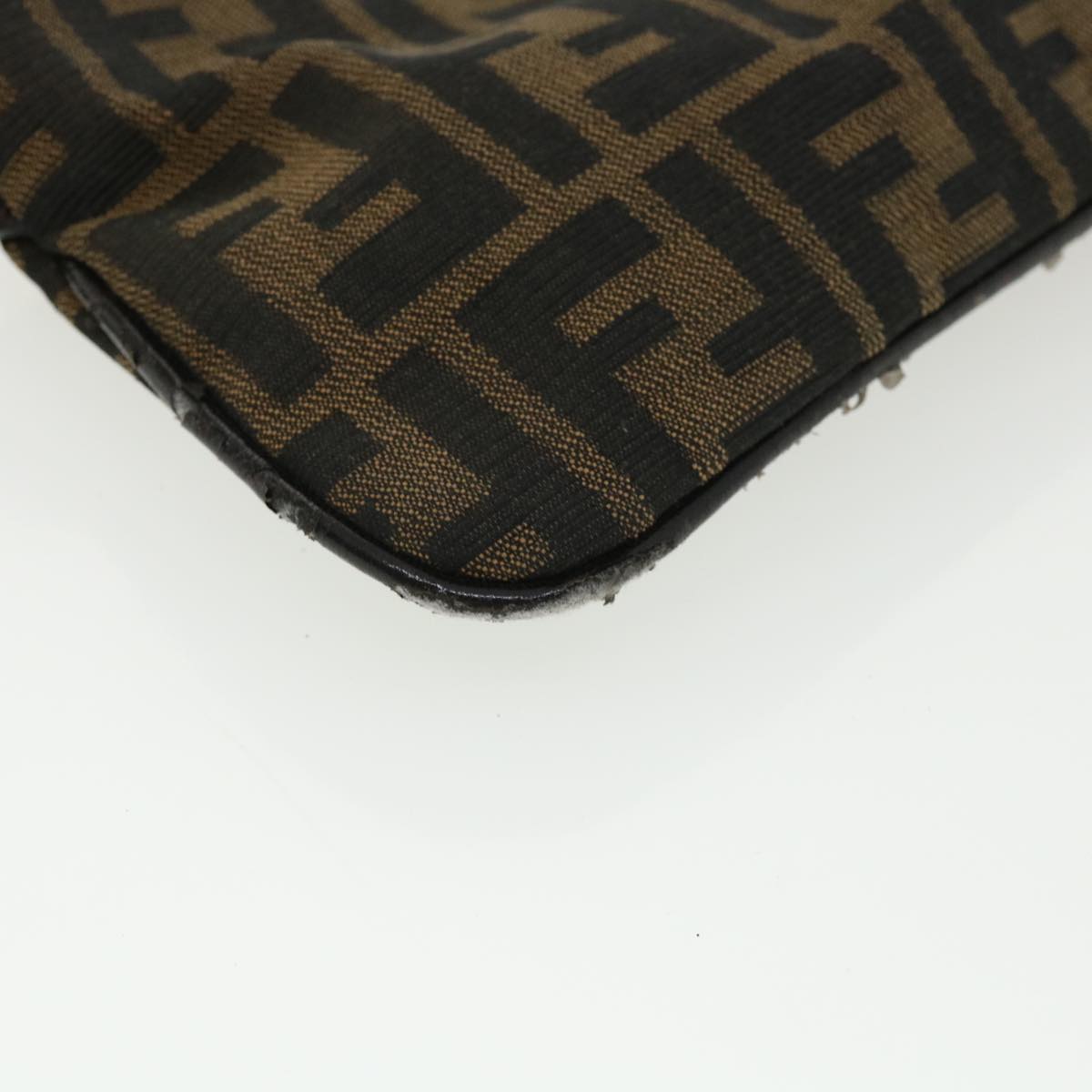 FENDI Zucca Canvas Shoulder Bag Brown Black rd4161